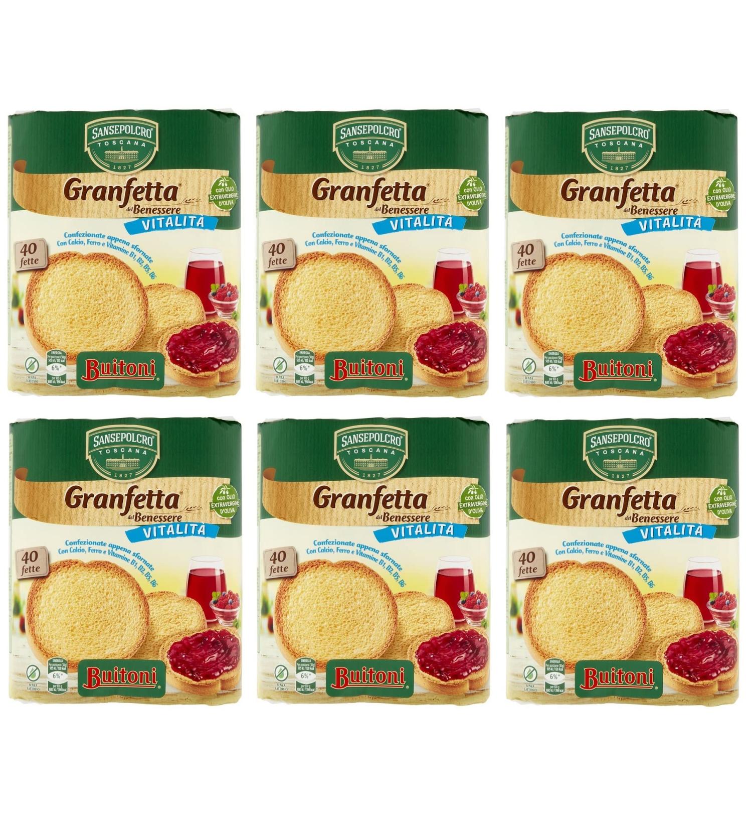  Buitoni Buitoni Granfetta del Benessere Vitality Biscuits 40 Biscuits with Calcium Iron and Vitamins 300 g Set of 6 - Buy Online on GoSupps.com