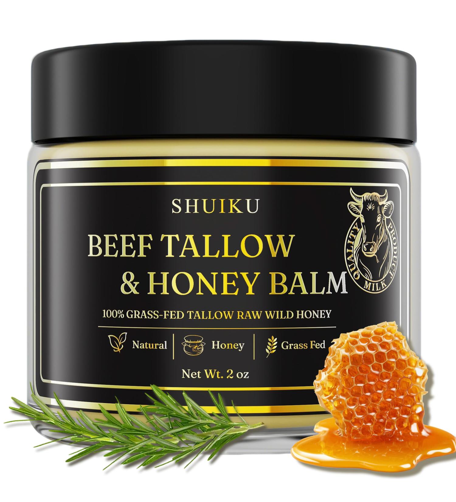 RLXSH Beef Tallow and Honey Balm for Face All-Natural Tallow and Balm for Face & Body Grass-Fed Tallow with Raw Wild Honey Ultra-Hydrating Moisturizer for Men and Women - Buy Online on GoSupps.com
