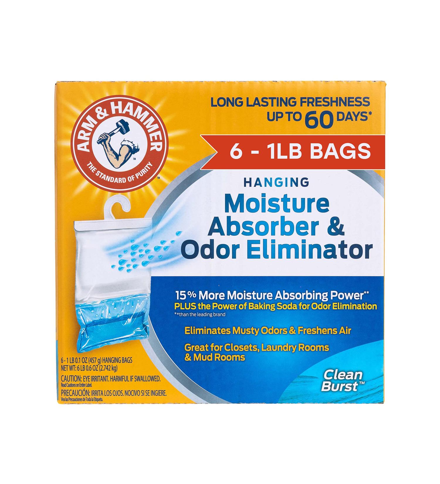 Arm & Hammer Hanging Moisture Absorber 6 Pack - Clean Burst, 16.1 oz. - Closet & Small Room Odor Eliminator - Buy Online on GoSupps.com