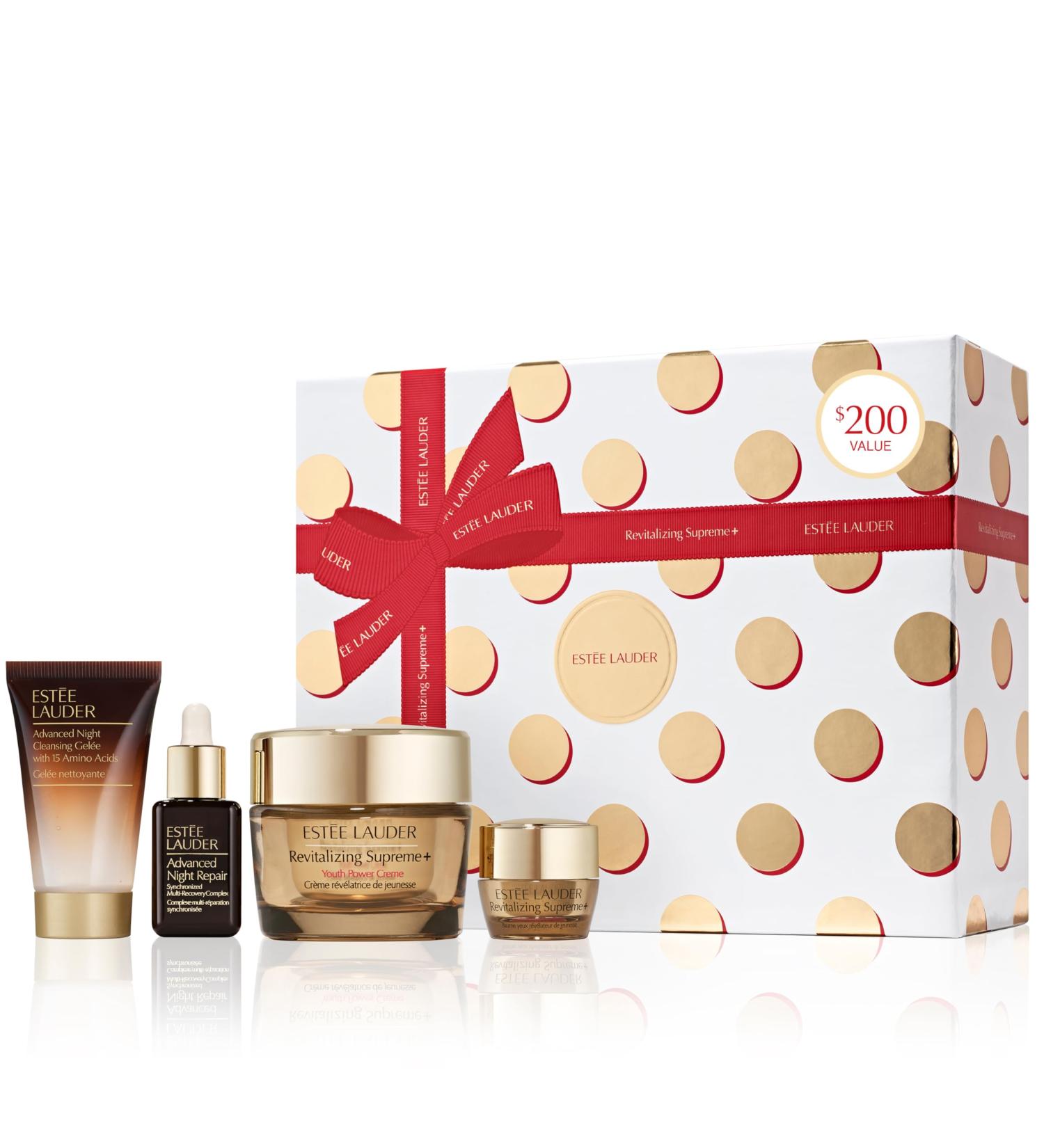 Est e Lauder Revitalizing Supreme+ Holiday Skincare Gift Set | The Lift + Firm Routine | Includes Full-Size Moisturizer 1.7 Ounce + Cleanser 1 Fl Oz Eye Cream 0.17 Ounce Face Serum 0.5 Fl Oz - Buy Online on GoSupps.com
