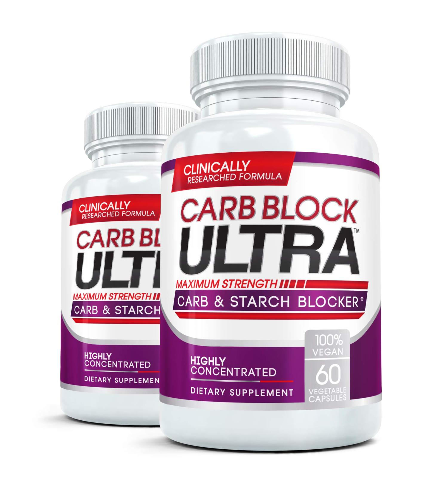 Carb Block Ultra (2 Bottles) - Keto Cheat Supplement with White Kidney Bean Extract - 120 Veg Caps - Buy Online on GoSupps.com