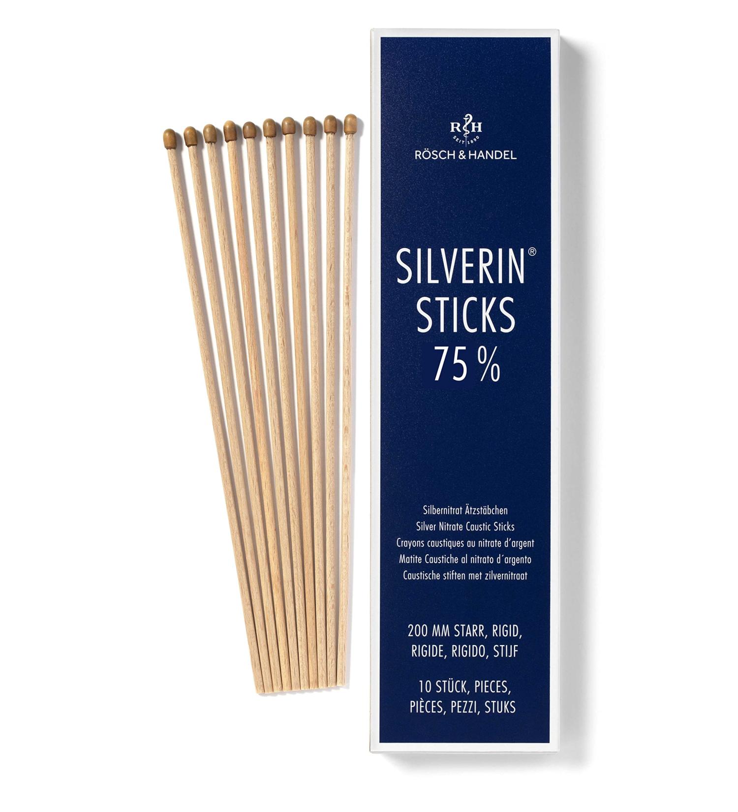 R sch & Handel Silverin Silver Nitrate Etching Sticks | Etching Pen Lapis Sticks 75% (200 mm 10 Pieces) | for Treating Warts and Corns - Buy Online on GoSupps.com