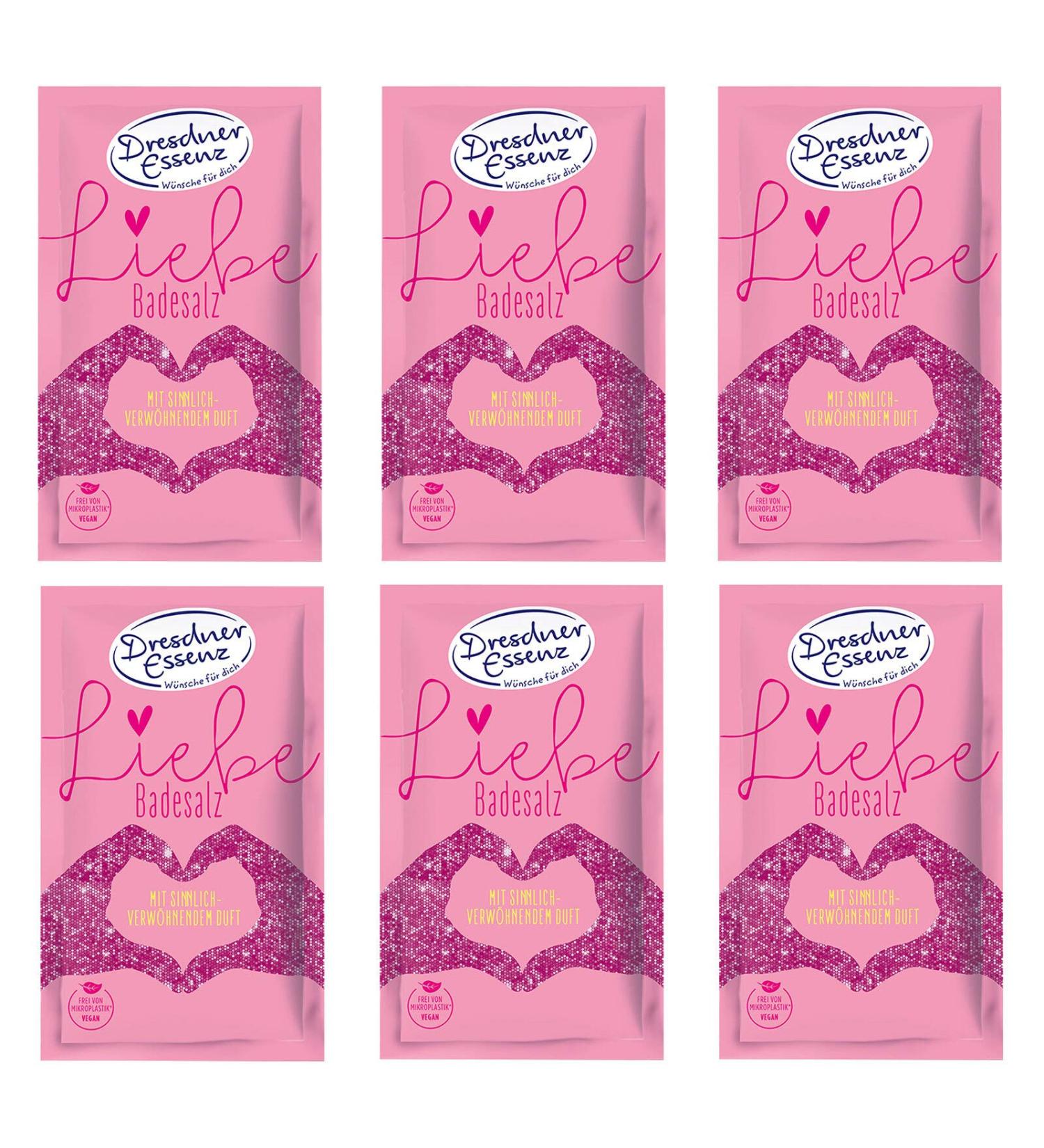 Pack of 6 Dresdner Essence Bath Salt Love 6 x 60 g