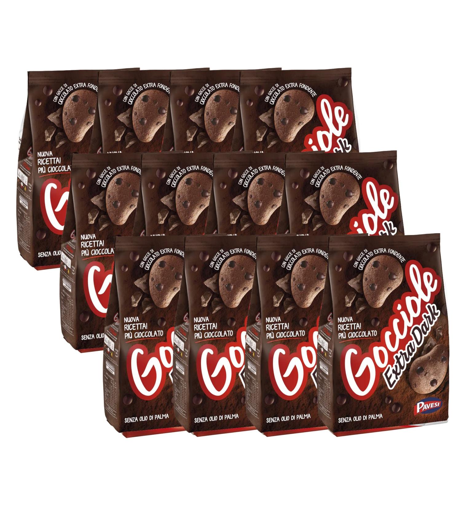  CAIYA 12X Pavesi - Extra Dark Drops 400g - Cocoa Cookies with Extra Dark Chocolate Drops - Buy Online on GoSupps.com