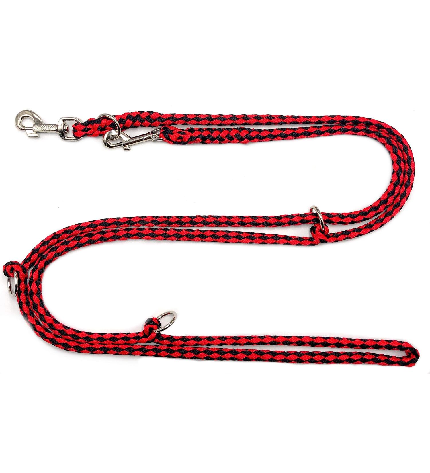 Dogeline Double leash Practice line for medium dogs up to 45 kg over 39 colors very stable (3.50 m chicago) 3.50 m black-red