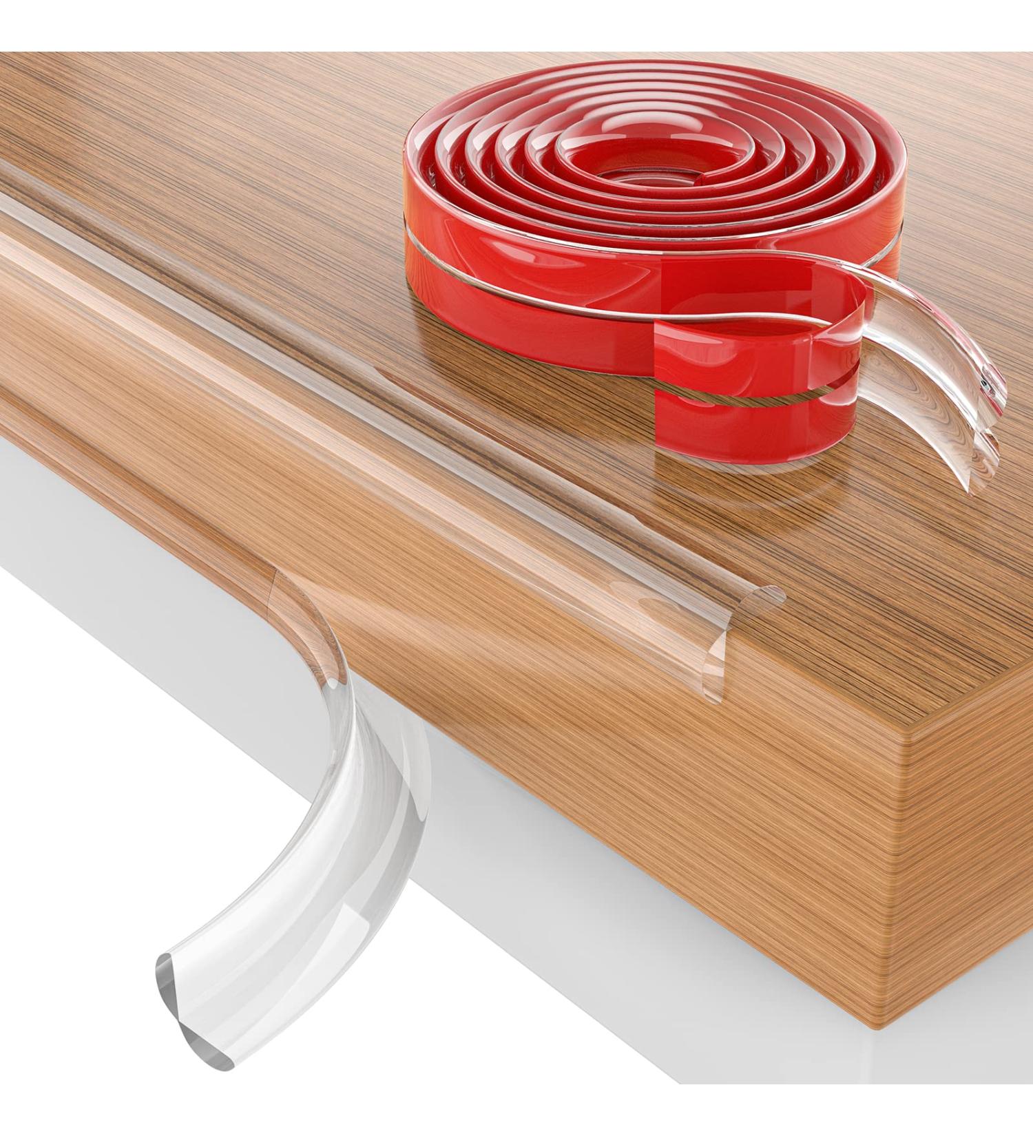 Clear Silicone Baby Proofing Edge Protector Strip - 6.6ft Soft Corner Guards for Cabinets, Tables, Drawers - Thickened, Pre-Taped Adhesive - Buy Online on GoSupps.com