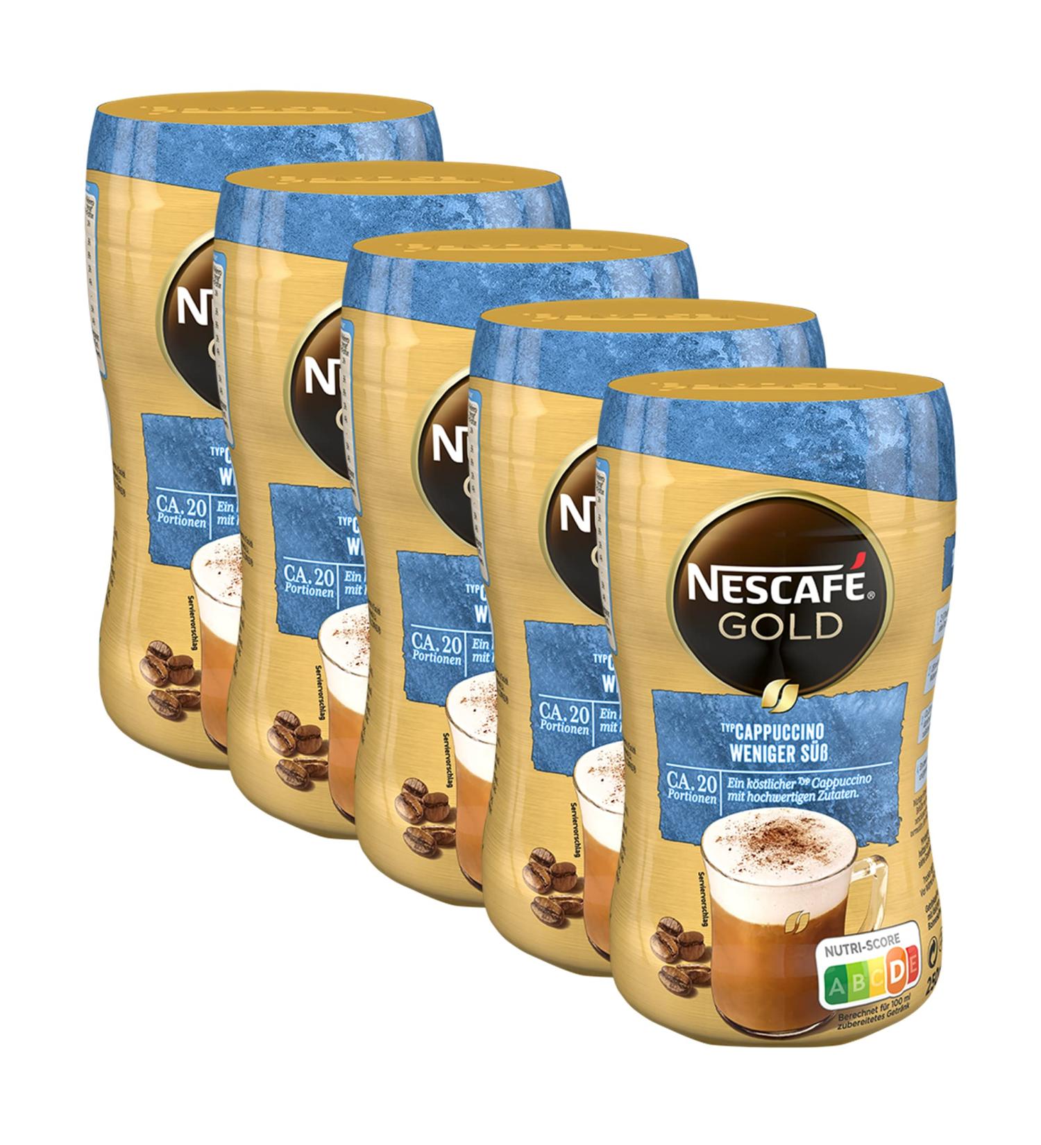 Nescaf Gold Cappuccino Less Sweet - Soluble Coffee Powder (5x250g) | International Shipping Available - Buy Online on GoSupps.com
