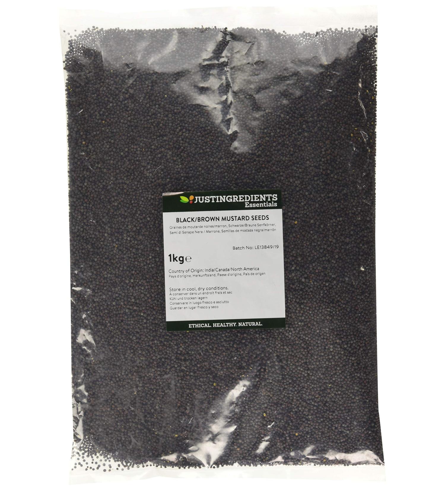 JustIngredients Essentials Black/Brown Mustard Seeds 1 kg - Buy Online on GoSupps.com