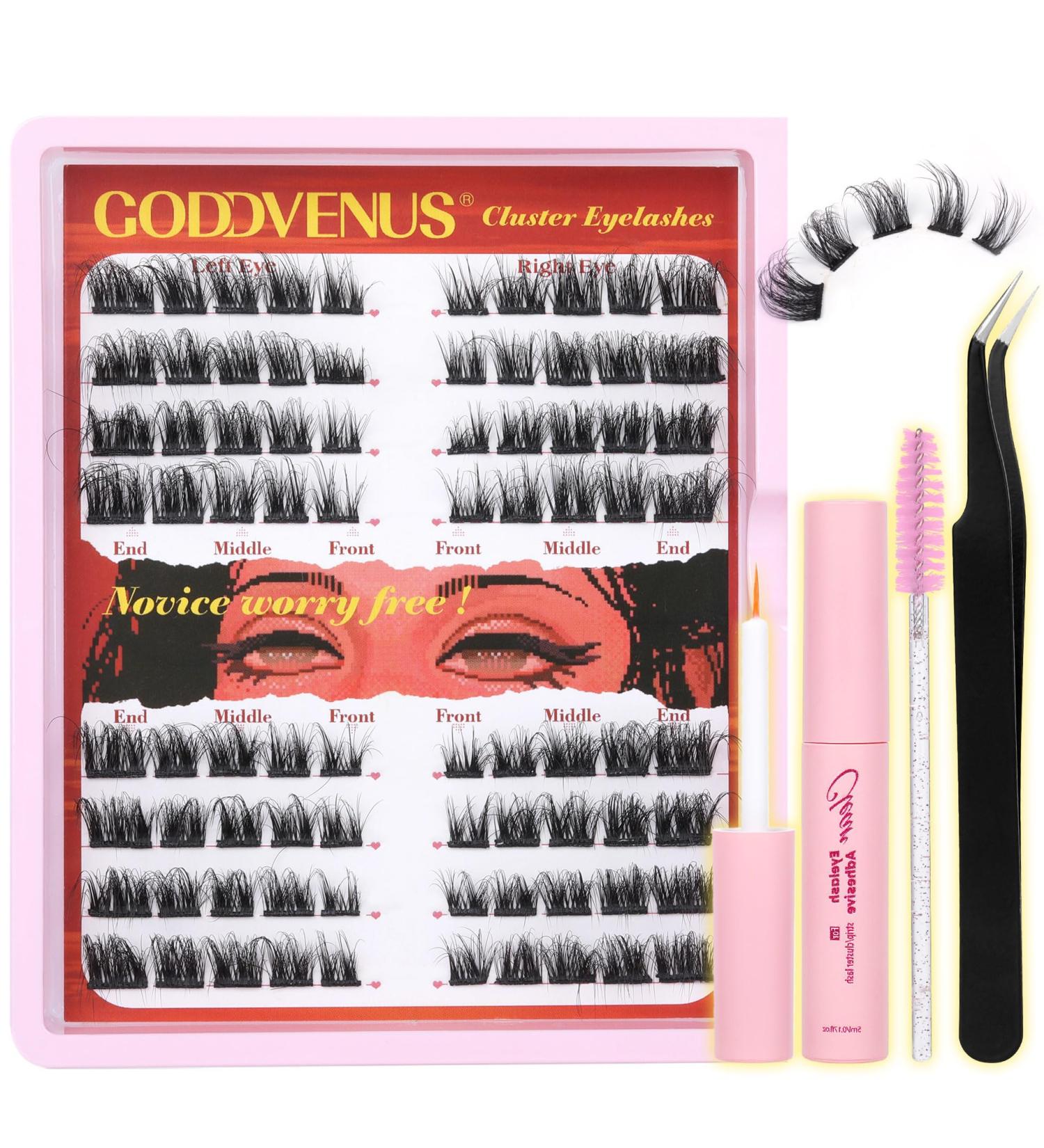 Goddvenus Eyelash Extension Kit - D Curl Wispy Lash Clusters with Glue and Tweezers - Buy Online on GoSupps.com