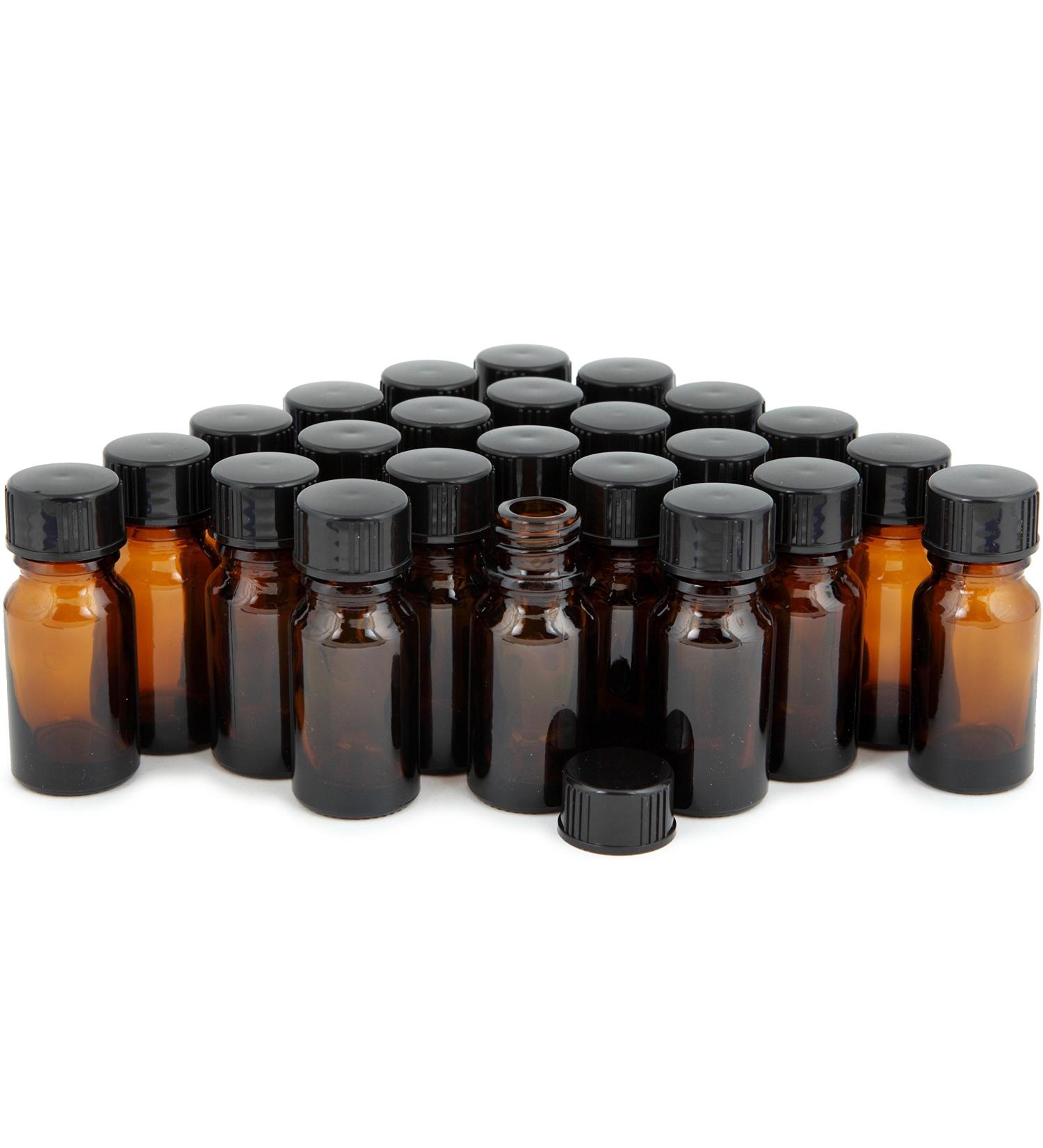 Vivaplex 24 Amber 10ml Glass Bottles with Lids - 1/3 oz Set - Buy Online on GoSupps.com
