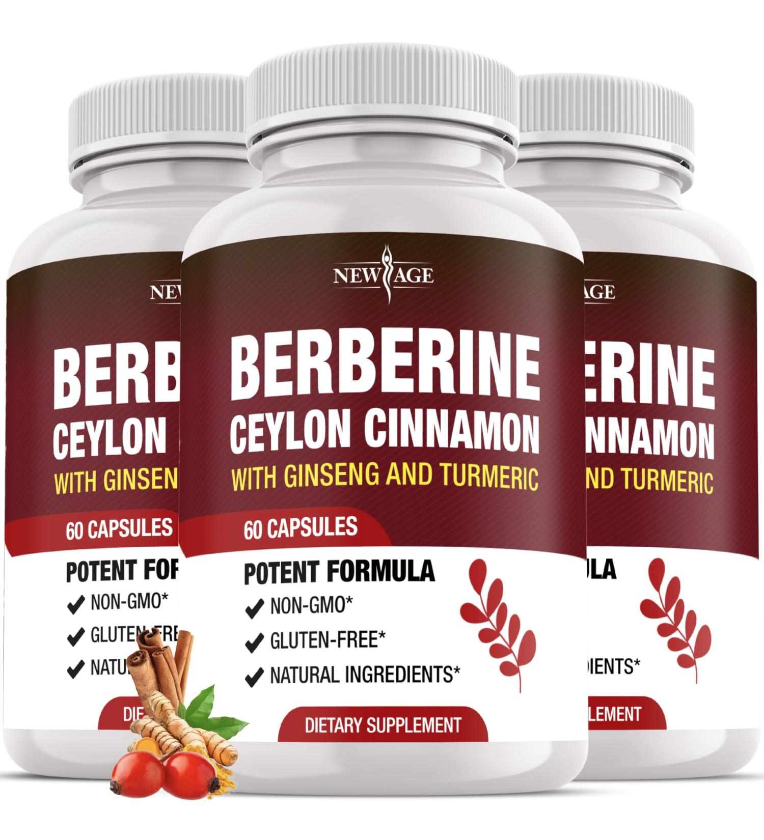 Berberine HCL Plus Ceylon Cinnamon Turmeric Licorice Extract Gymnema Sylvestre Apple Cider Vinegar Berberine HCI Root Supplements Pills - 180 Count - Buy Online on GoSupps.com