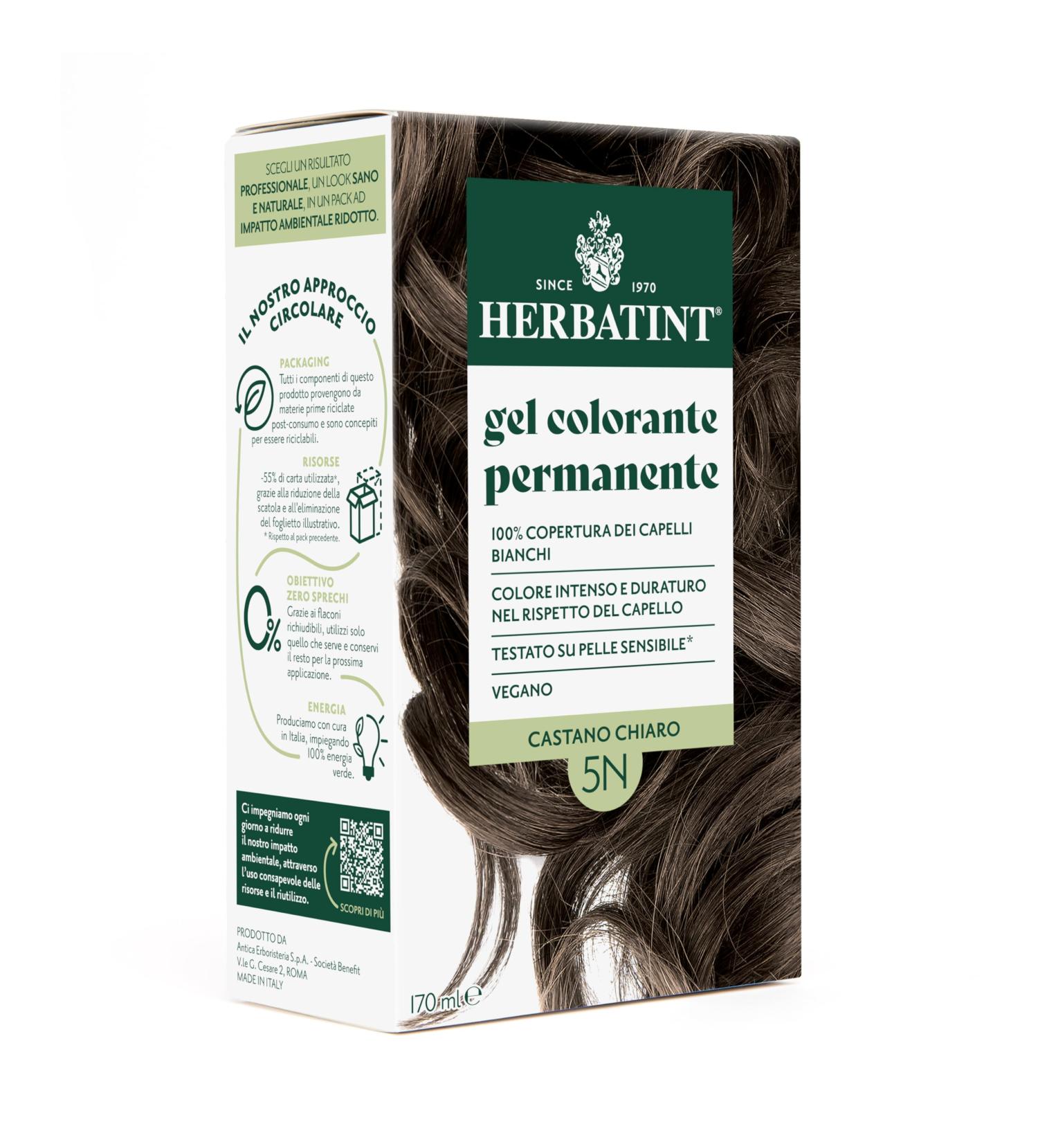  Herbatint Herbatint Permanent Hair Colour Gel 5N Light Brown - 170ml | Ammonia-Free 100% White Hair Coverage | for Sensitive Skin with 8 Organic Natural Extracts - Buy Online on GoSupps.com