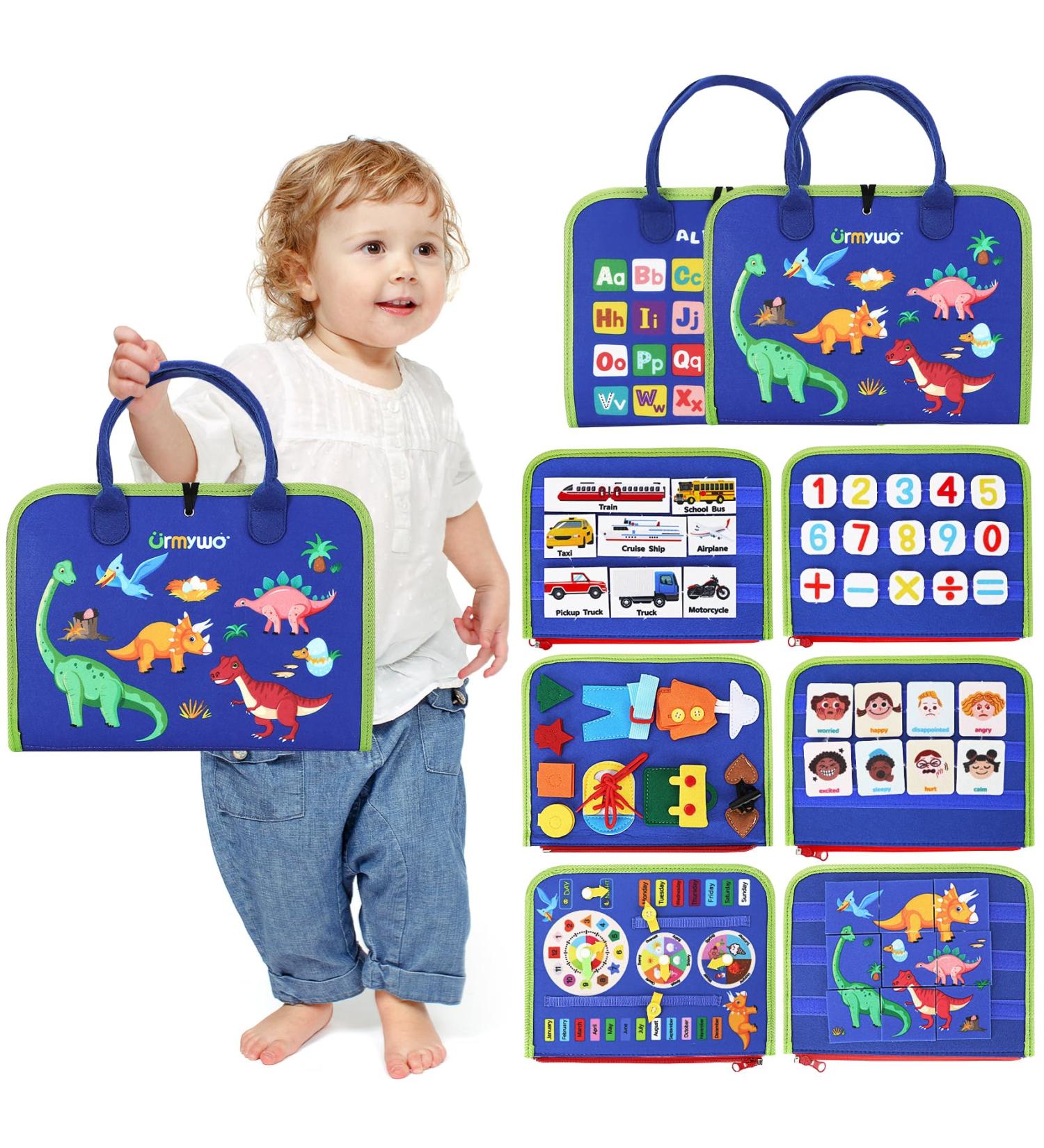 Urmywo Busy Board Montessori Toys for Toddlers 1-5 Years | Motor Skills Activity Board | Ideal Gift for Young Girls | Dinosaur Travel Fun - Buy Online on GoSupps.com