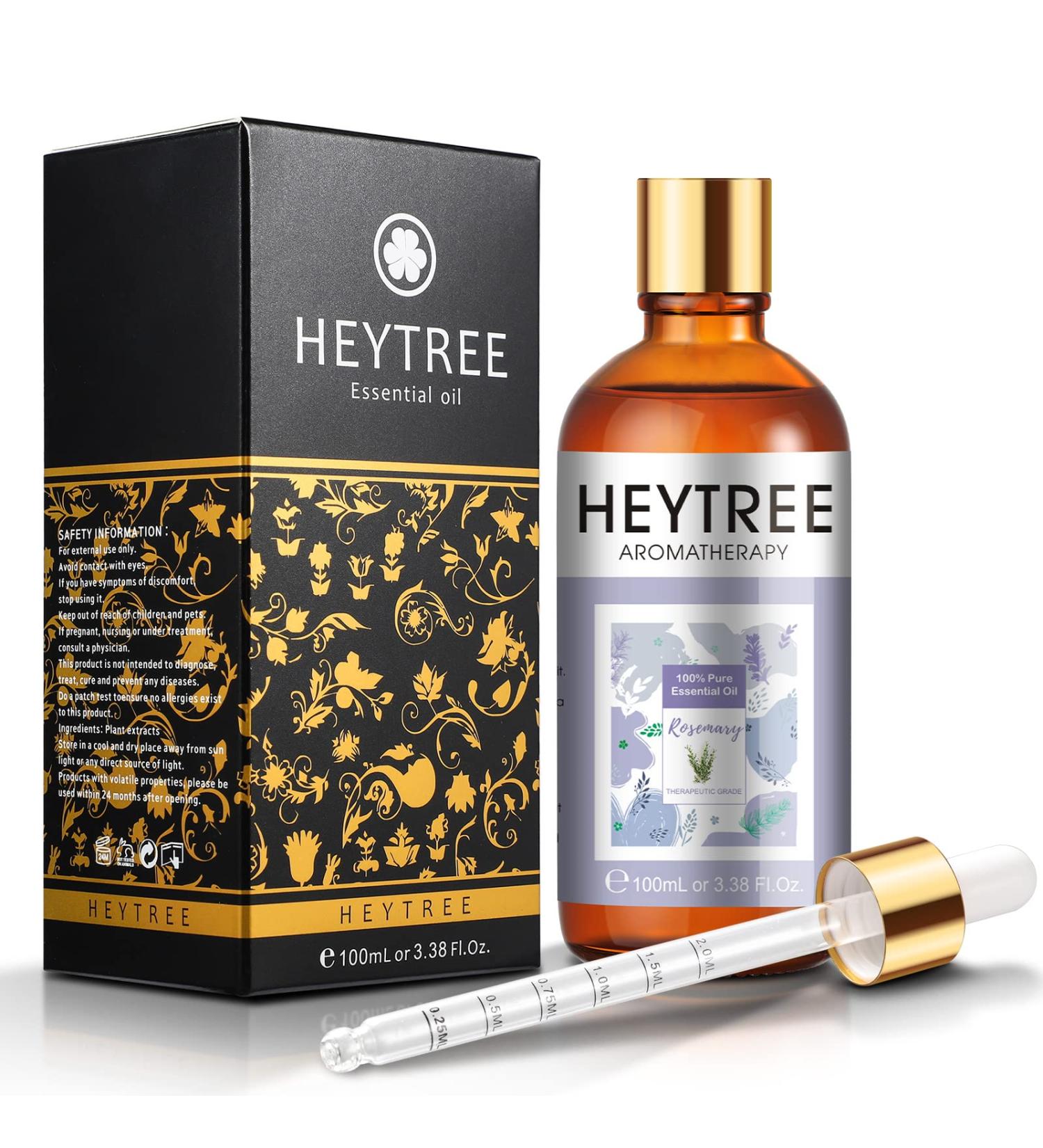 Heytree Rosemary Oil 100% Pure & Natural - 100ml Therapeutic Grade for Hair Growth Skin & Nails | Aromatherapy Diffuser Oil - Buy Online on GoSupps.com