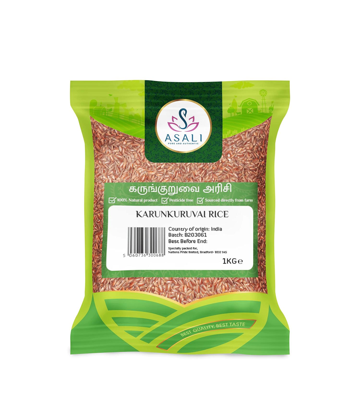 Asali Traditional Par Boiled Rice2kg/Asali KarunKuruvai Rice2kg(1kg x 2packs)