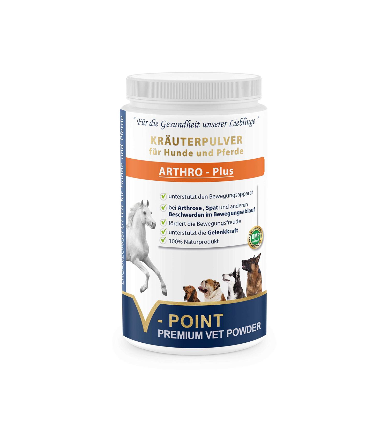 V-Point Arthro Plus Herbal Powder for Joint Pain - Premium Dog & Horse Formula with Willow Bark - 500g - Buy Online on GoSupps.com