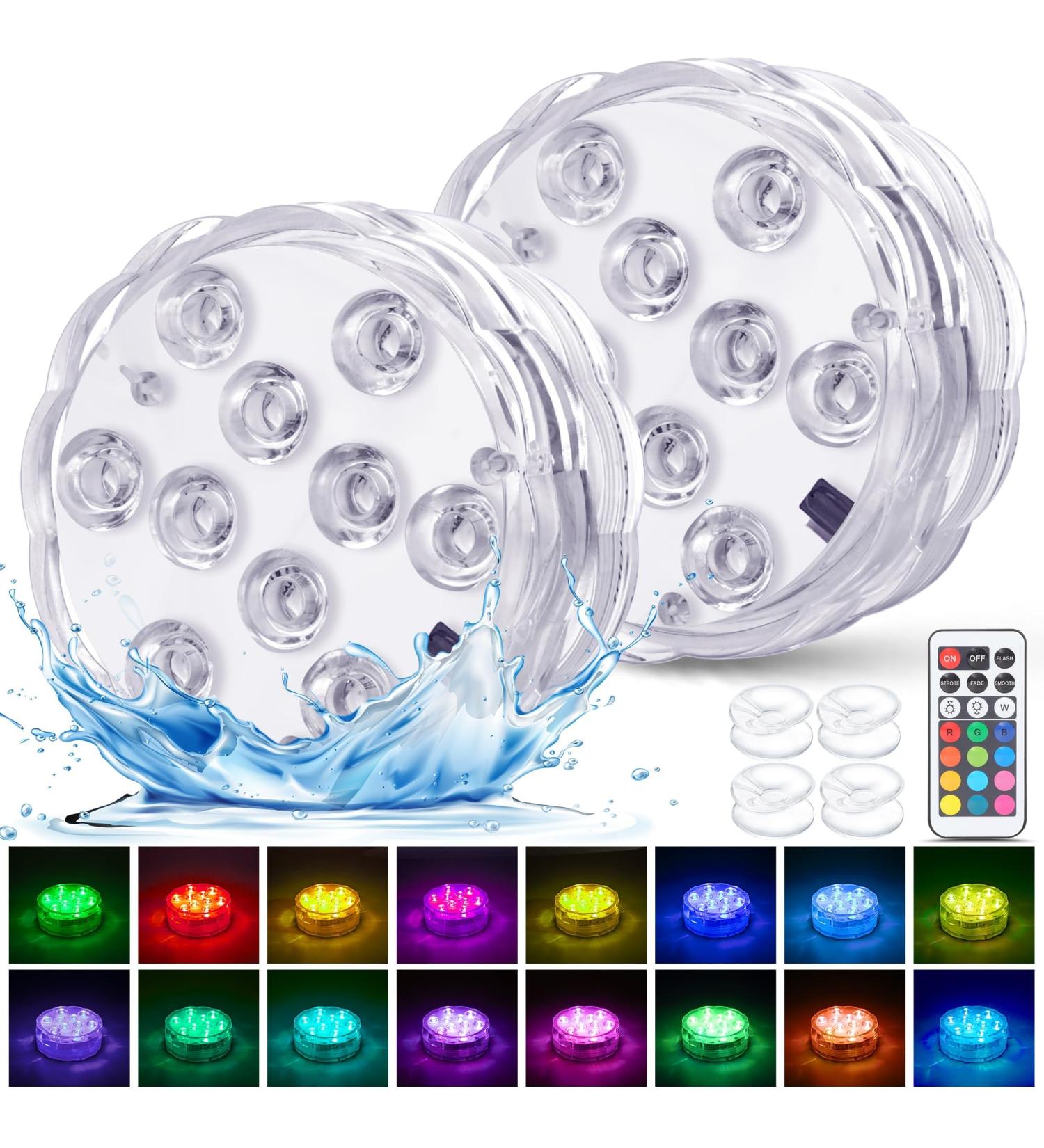 Daphomeu Underwater Lights - Remote-Controlled Waterproof RGB Multi-Color Pool & Spa Decor (2 Pack) - Buy Online on GoSupps.com