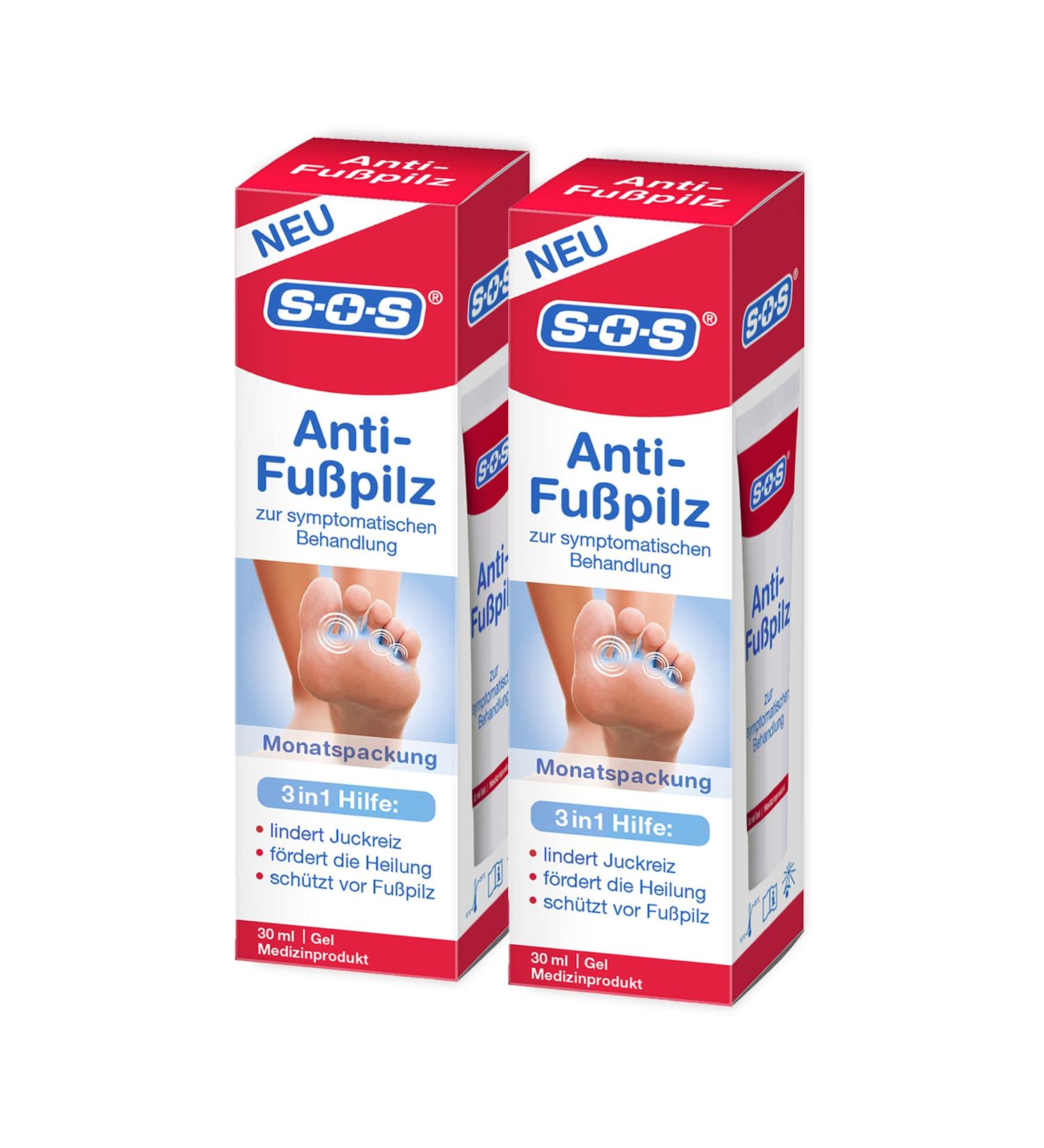 SOS Anti-Foot Mushroom Gel 2 x 30 ml - Effective Treatment for Foot Fungus Wound Healing & Infection Protection | Gentle Solution for Symptomatic Care - Buy Online on GoSupps.com