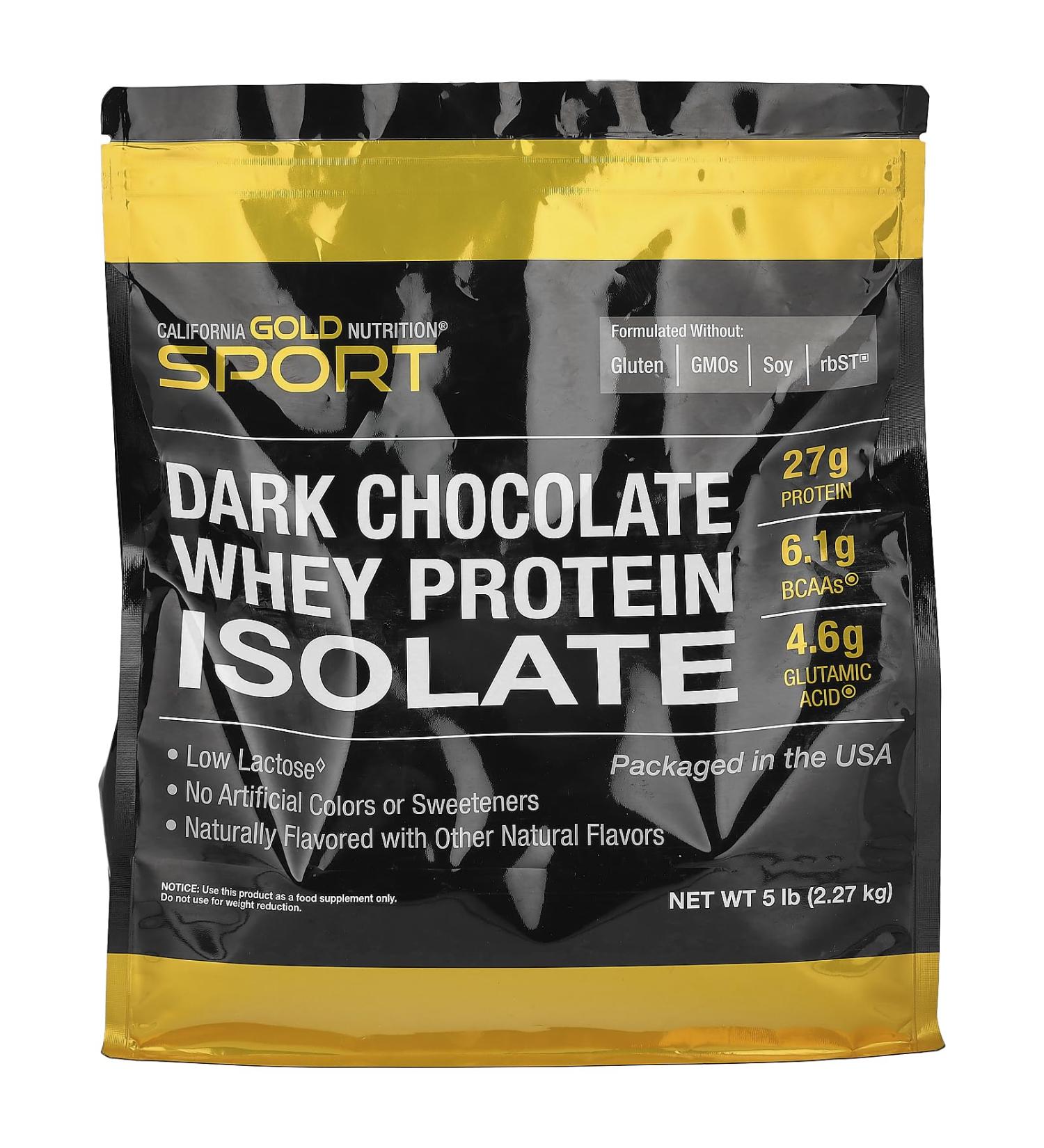 California Gold Nutrition Sport Dark Chocolate Whey Protein Isolate | 5 lb (2.27 kg) | Premium Quality | Fast International Shipping - Buy Online on GoSupps.com