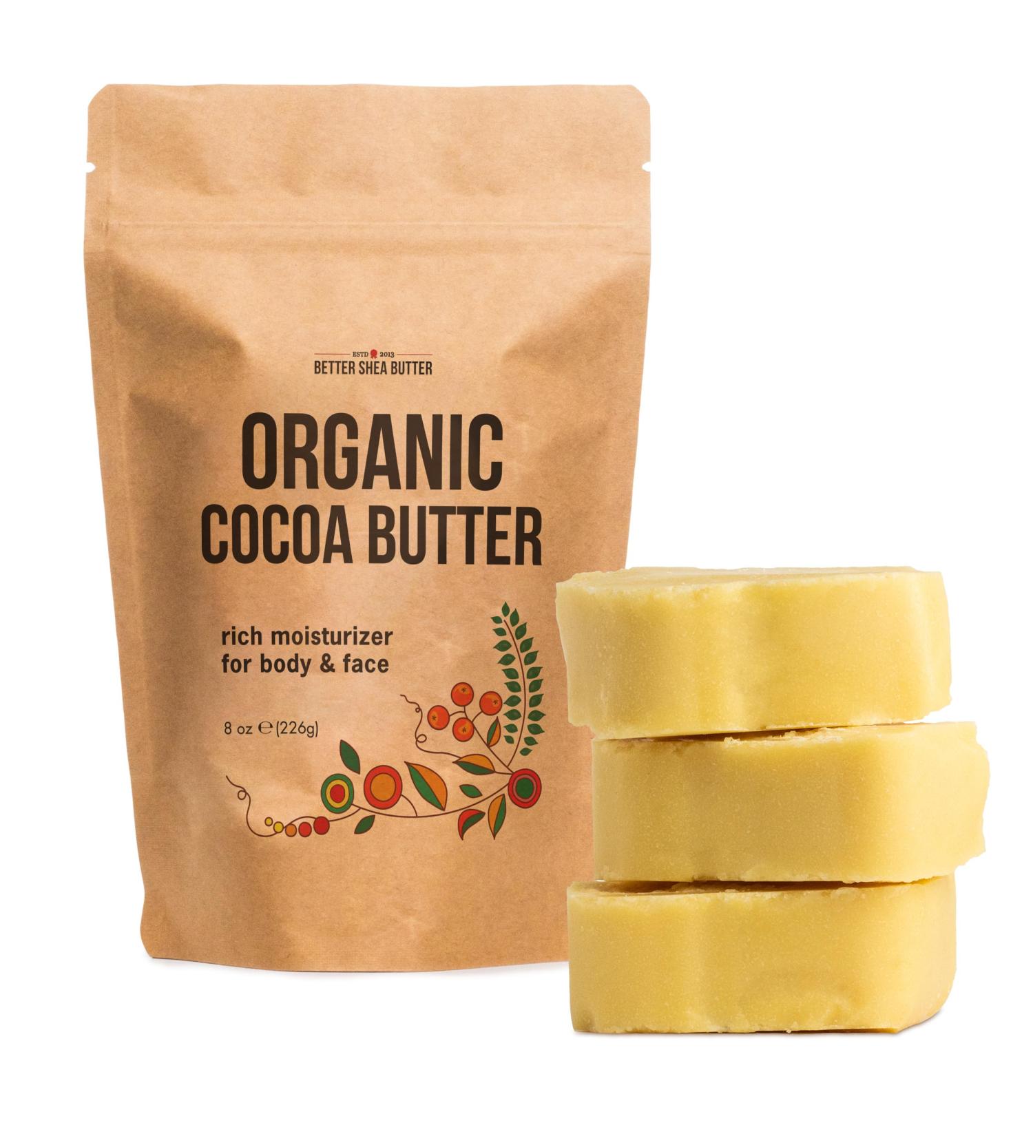 Organic Cocoa Butter Raw Unrefined - Food Grade USDA Certified - for Scars Stretch Marks Cream - 100% Cocoa Butter Raw Organic for Skin Moisturizer Lip Balm 8 oz 8 Ounce (Pack of 1) - Buy Online on GoSupps.com