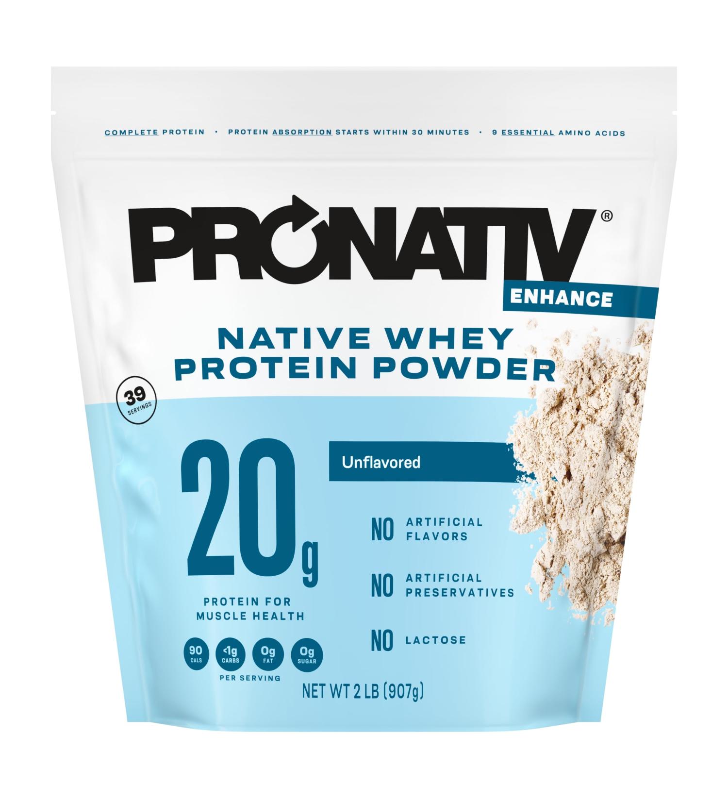 Pronativ 100% Whey Native Protein Powder Unflavored 2 lb Made from Farm Fresh Milk No Artificial Flavors or Preservatives for Muscle Health and Recovery Lactose Free - Buy Online on GoSupps.com