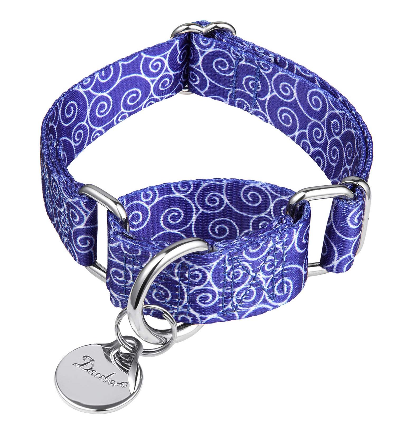 Adjustable Martingale Dog Collar - Heavy Duty Soft Nylon for Small & Extra Small Dogs - 1.5cm Wide Royal Blue - Buy Online on GoSupps.com