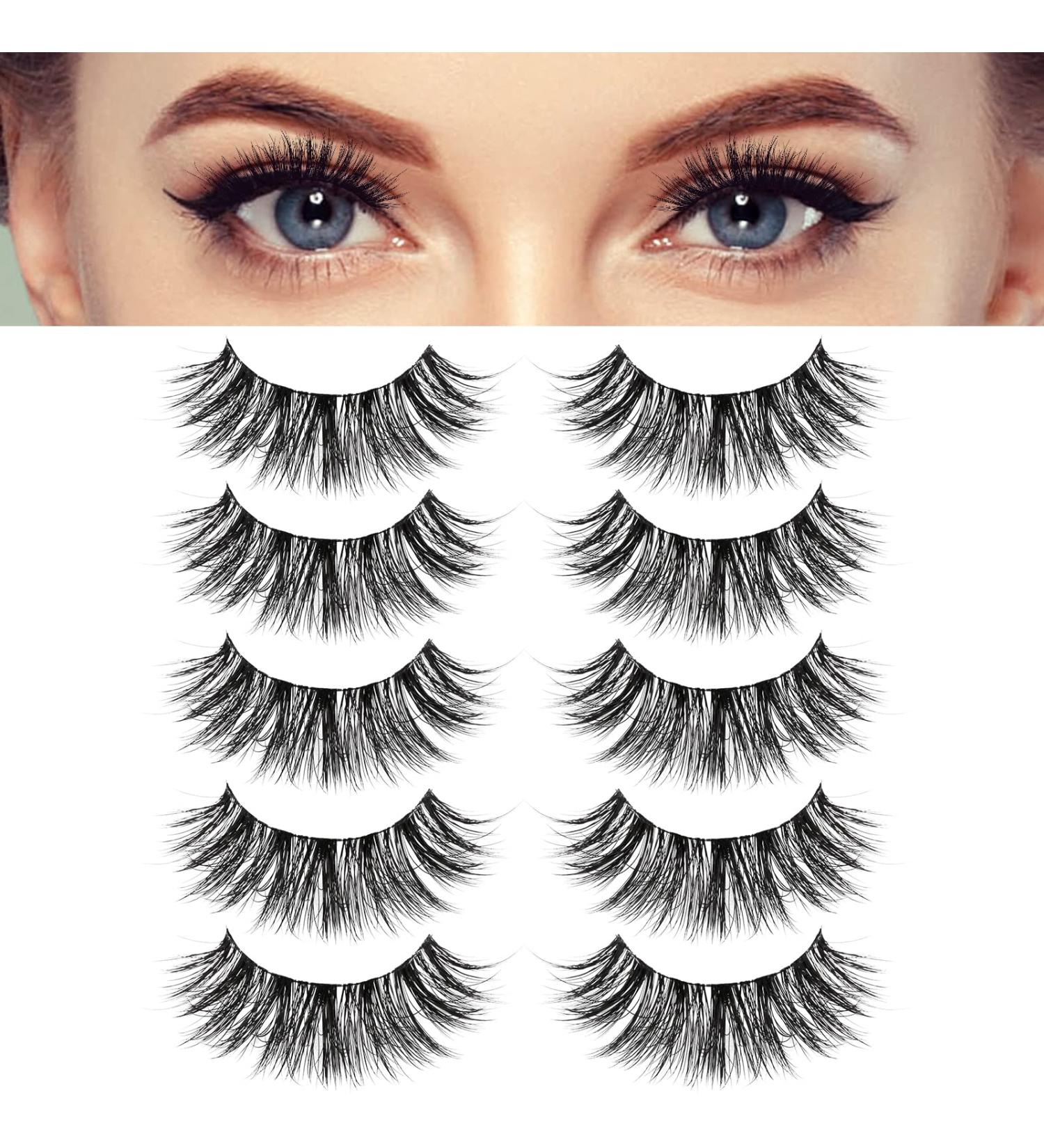 Siligli Fluffy 16mm Wispy False Eyelashes - Natural Look, Soft Full Lashes - Pack of 5 Pairs - Buy Online on GoSupps.com