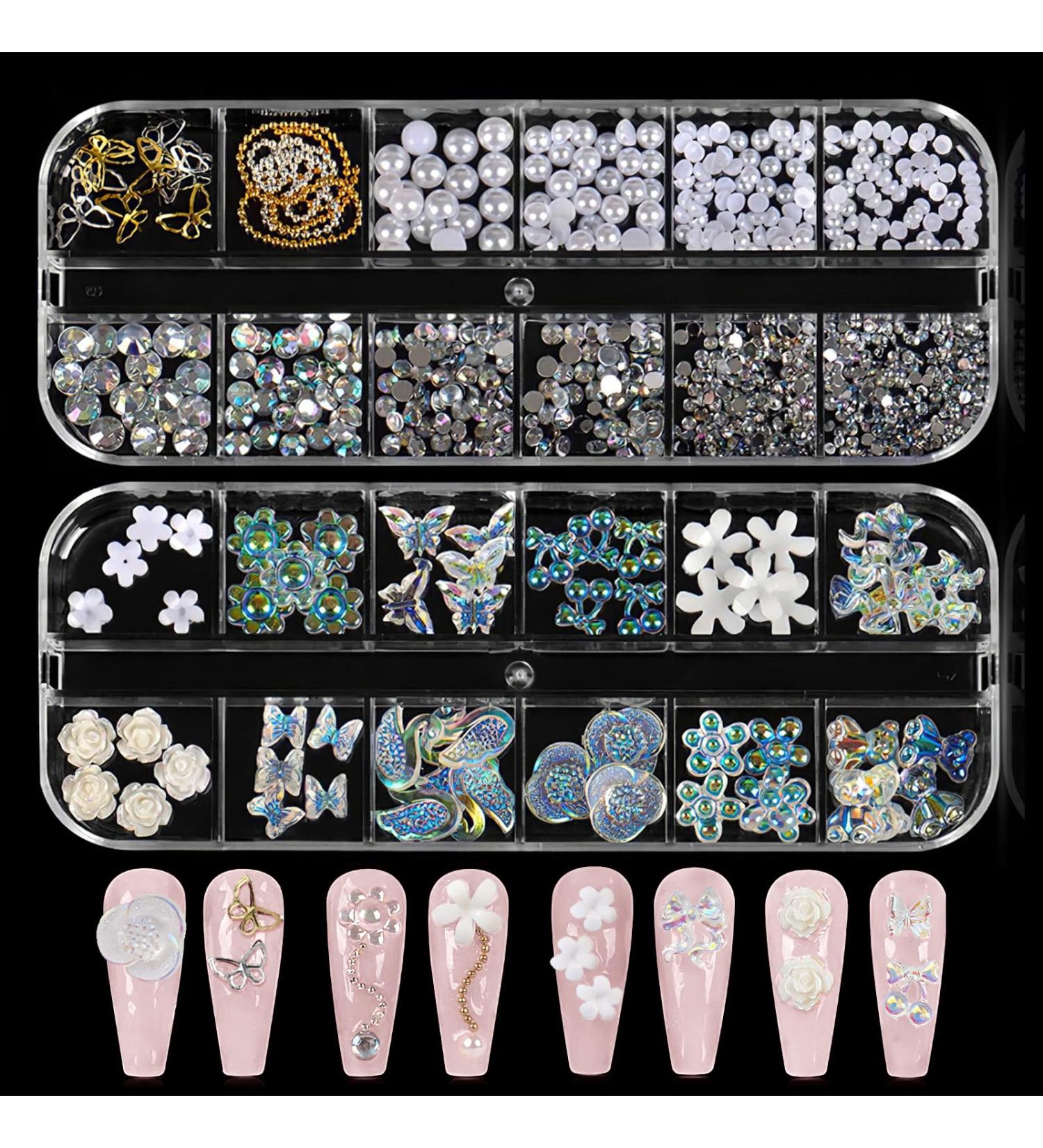 Bedazzled Butterfly Nail Charms Set - 24 Styles of Pearls, Crystals, and Gold Gems for Christmas Nail Art - DIY Nail Technician Accessories - Buy Online on GoSupps.com