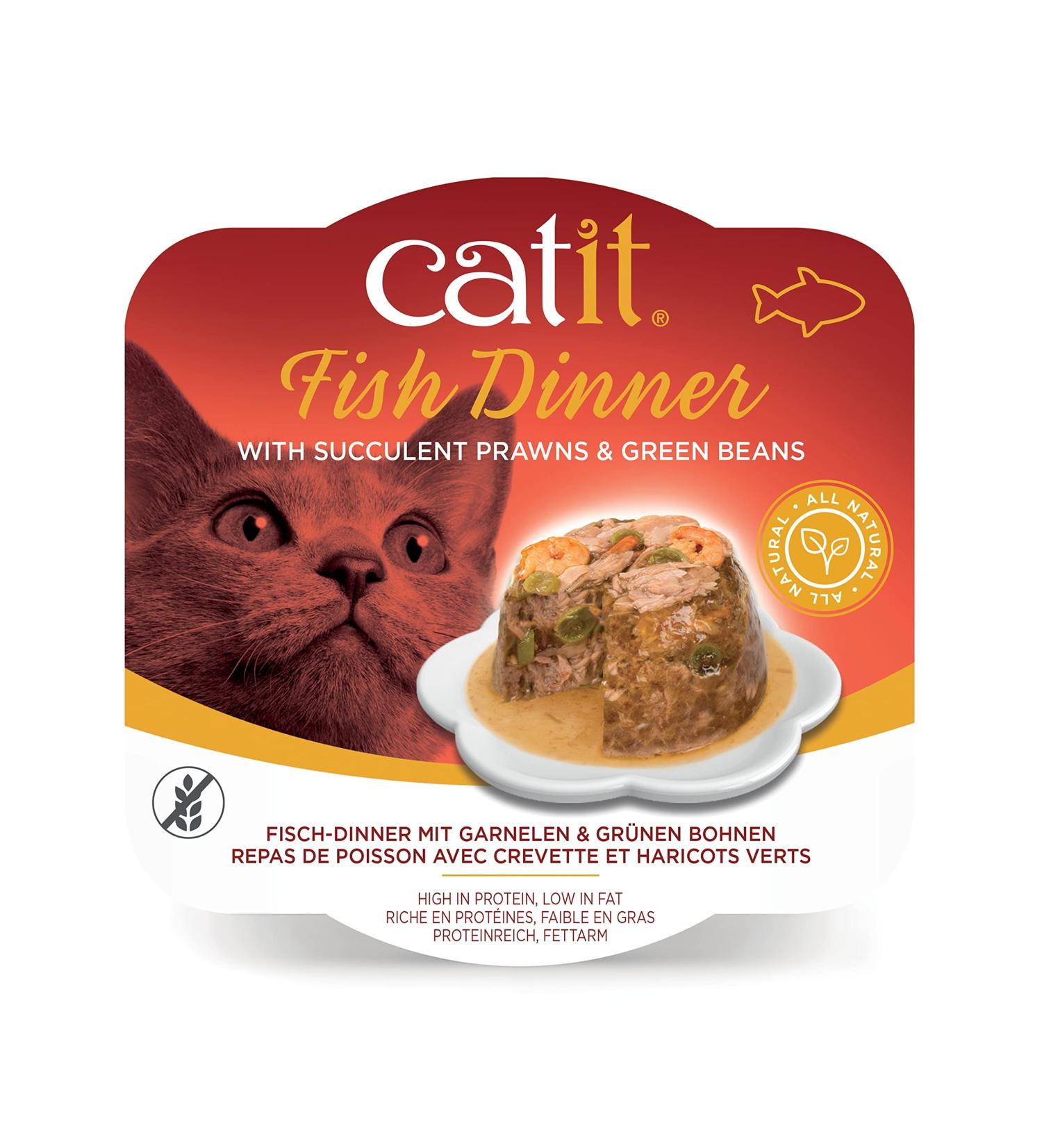 Catit Fish Dinner with Shrimp & Green Beans 80 g Pack of 6 Cat Food Wet Cat Wet Food Wet Cat Food Pate Canned Cat Food Nourriture Pour Chat Manger Pour Chat Kitten Food - Buy Online on GoSupps.com