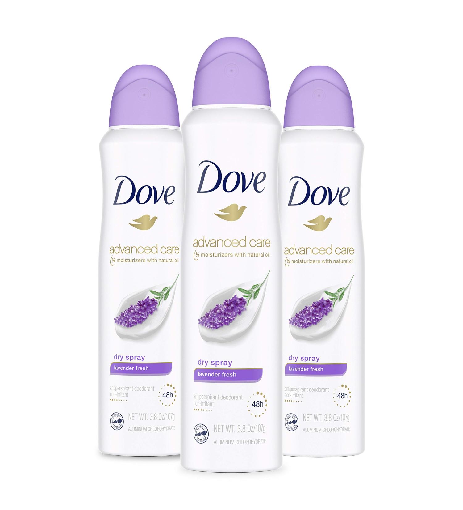 Dove Advanced Care Antiperspirant Deodorant Dry Spray - Lavender Fresh 3.8oz (Pack of 3) - Buy Online on GoSupps.com