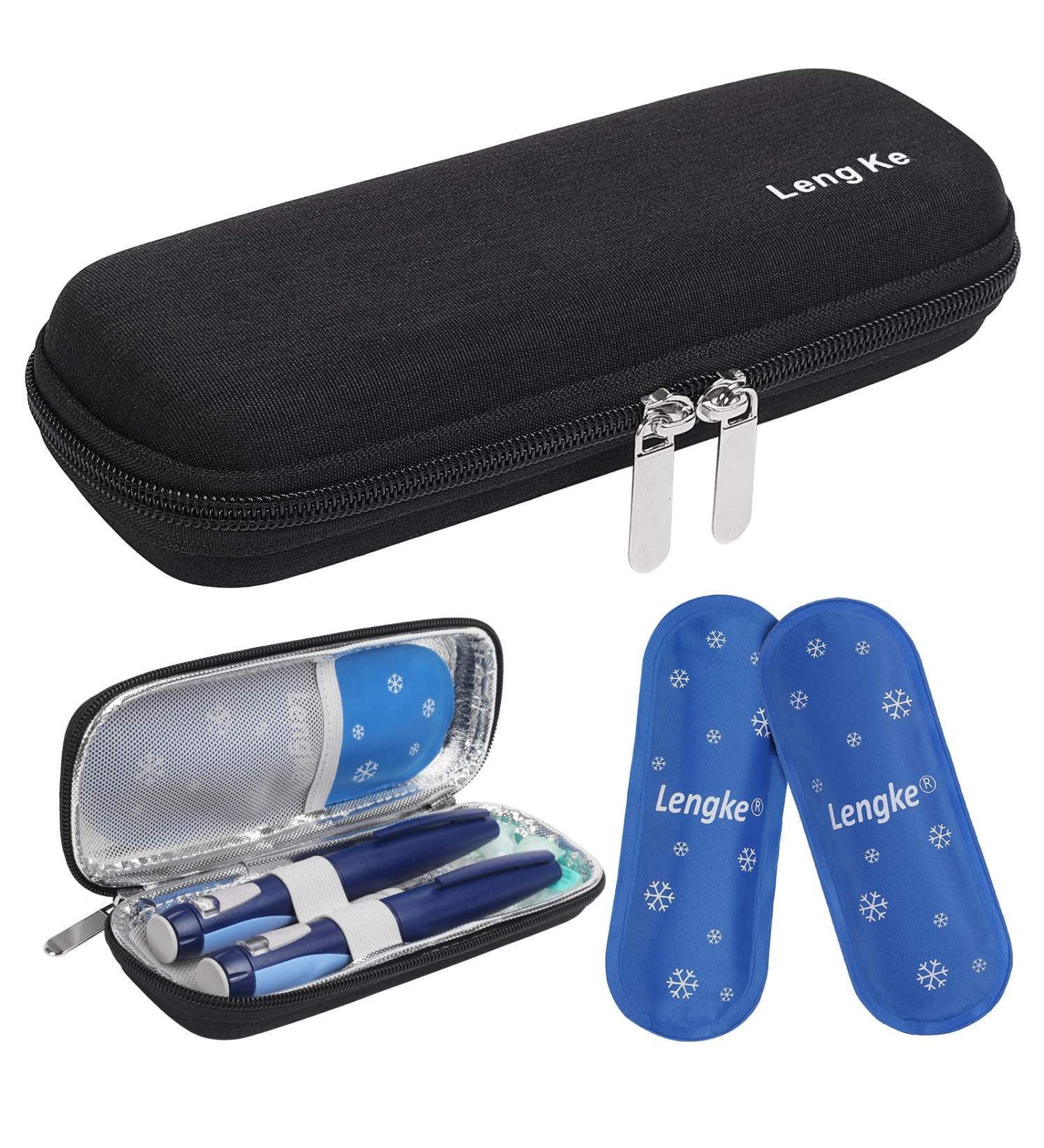 Bomkee Insulin Pen Bag | Insulin Cooling Bag for Diabetes | Travel Medication Case with 2 Fridge Packs - Black - Buy Online on GoSupps.com