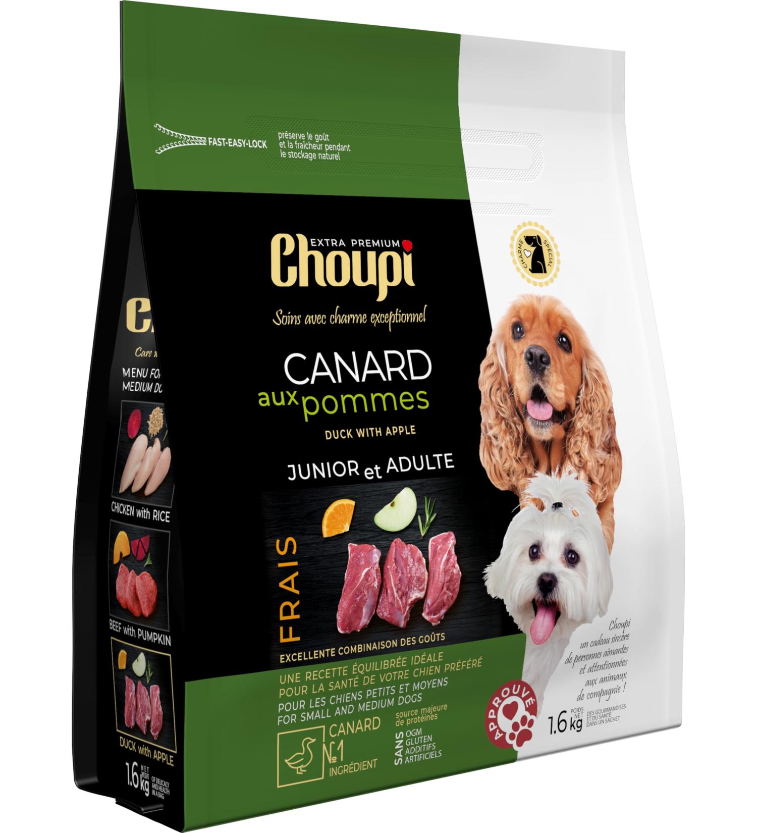 CHOUPI Extra Premium Dog Food for Small and Medium Breeds Duck with Apple 1.6 kg - Dry Food - Buy Online on GoSupps.com