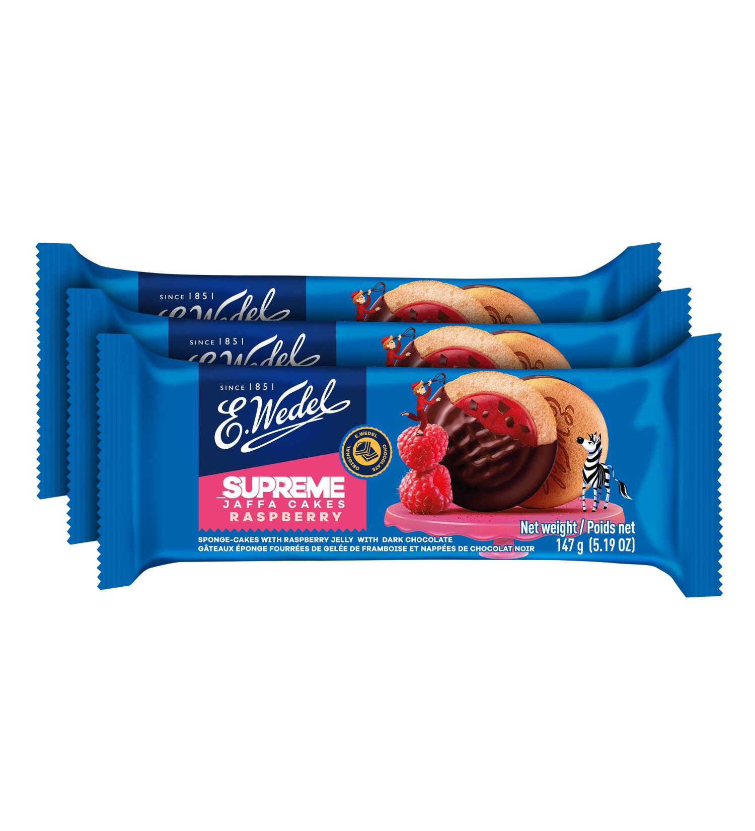 E. WEDEL Chocolate Bars and Tablets - Jaffa Raspberry (3 Pack)