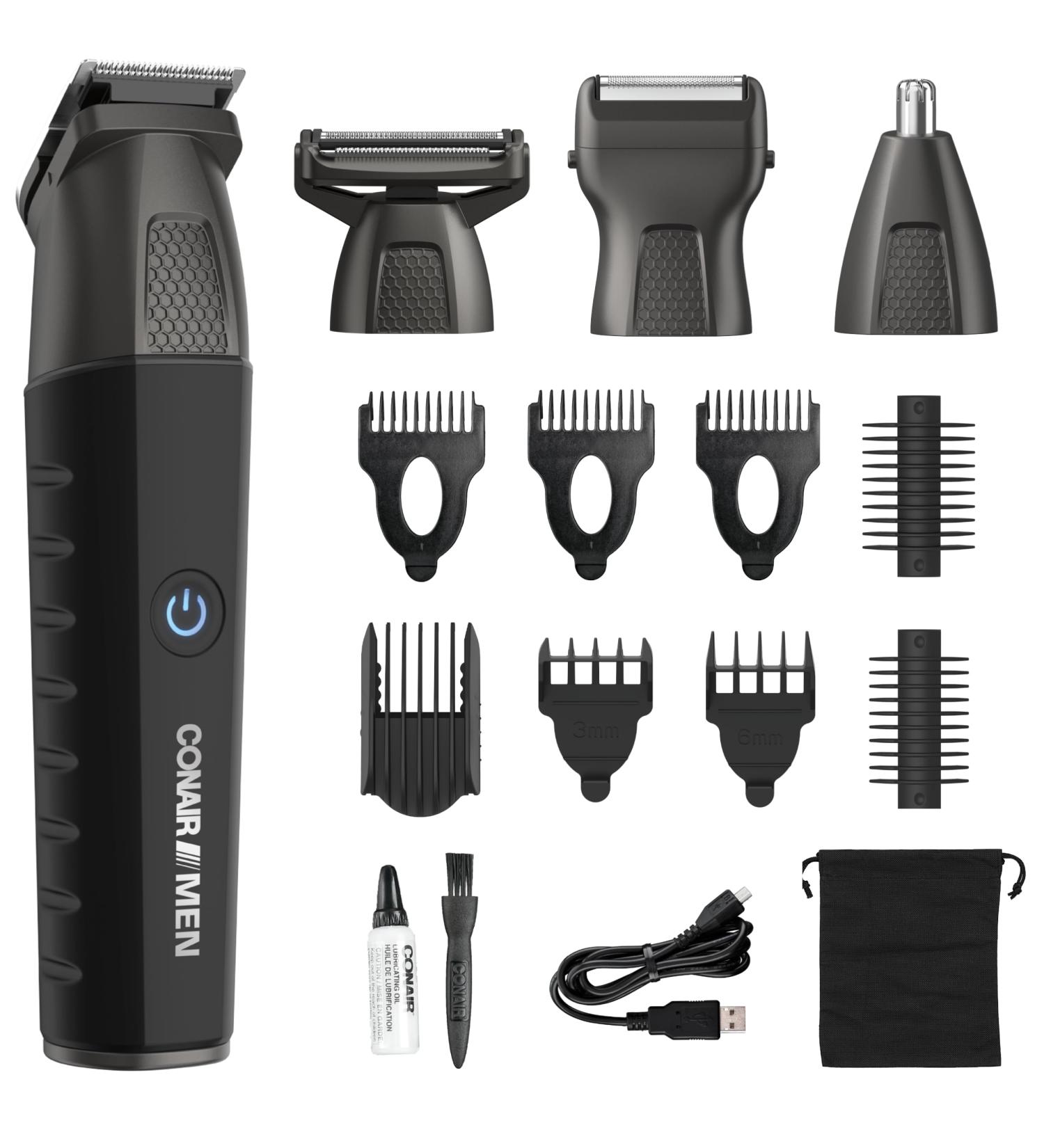Conair Men All-in-One Grooming Trimmer Kit - 16 Piece Rechargeable Nose Beard Mustache & Body Hair Trimmer - Showerproof Manscaping Tool - Buy Online on GoSupps.com