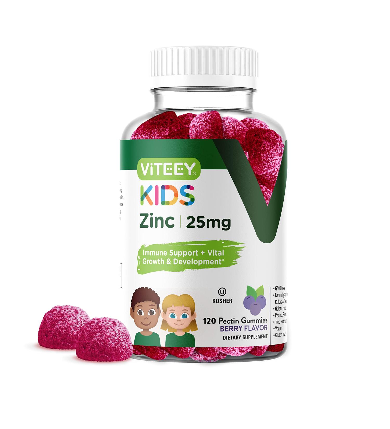 Kids Zinc Gummies 25mg - Immune Support & Antioxidant - Berry Flavor Chewable Supplement - Gluten Free & GMO Free - Buy Online on GoSupps.com