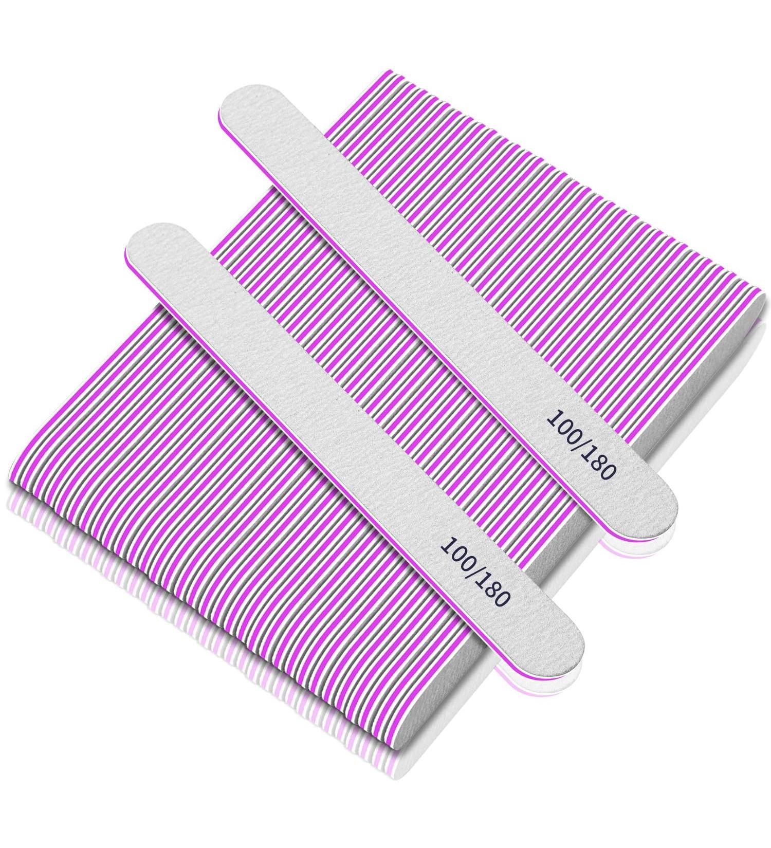 50pcs Nail Files 100/180 Grit Double Sided Emery Board for Acrylic and Natural Nails - Washable & Reusable - Ideal for Nail Salons - False Nails - Buy Online on GoSupps.com