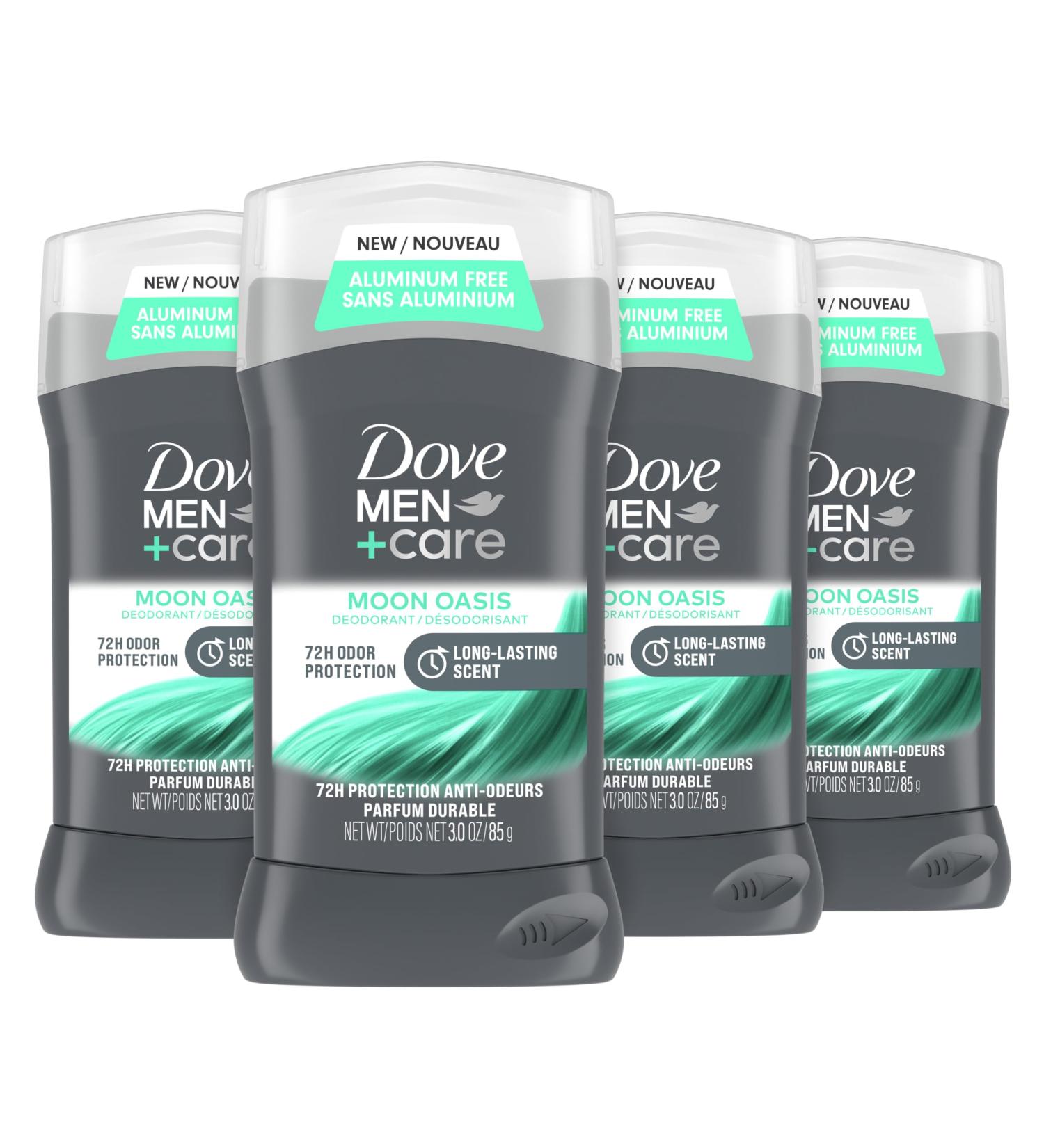 Dove Men+Care Aluminum-Free Deodorant Moon Oasis 4 Count for a Long-Lasting Scent with 72H Odor Protection 3.0 oz - Buy Online on GoSupps.com