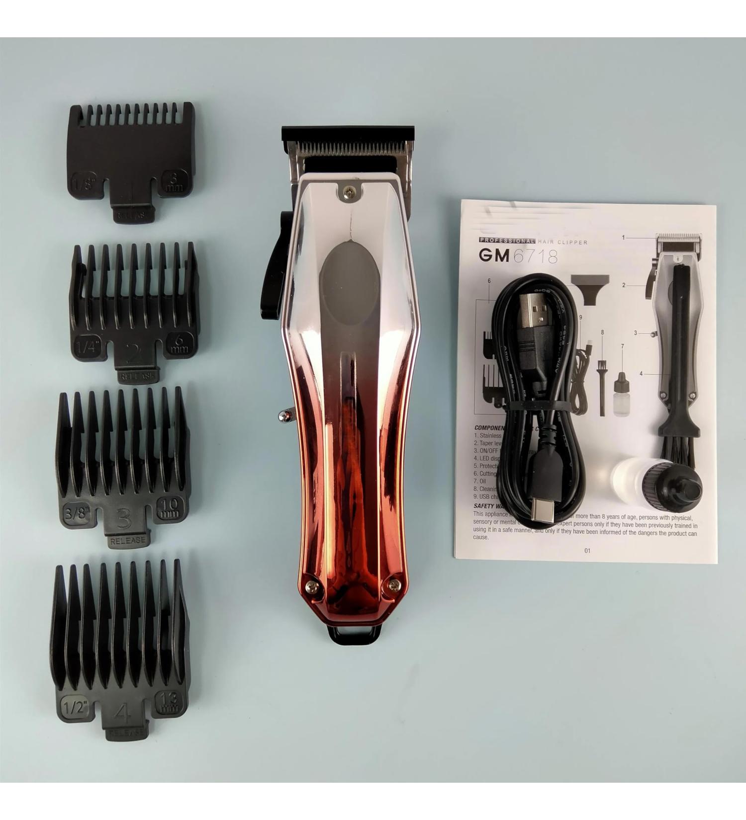 Buy GM-6718 Professional Cordless Hair Clipper - Heavy Duty Trimmer for Hair Beard & More - Long Battery Life | White & Black - Buy Online on GoSupps.com