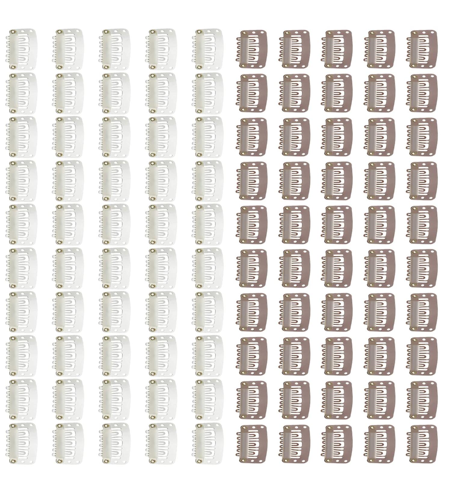 100 Pieces Wig Clips - Light Brown & Cream Tress Clips for Wigs & Hats | Durable U-Shape Metal Snap-Clip Fasteners - Buy Online on GoSupps.com