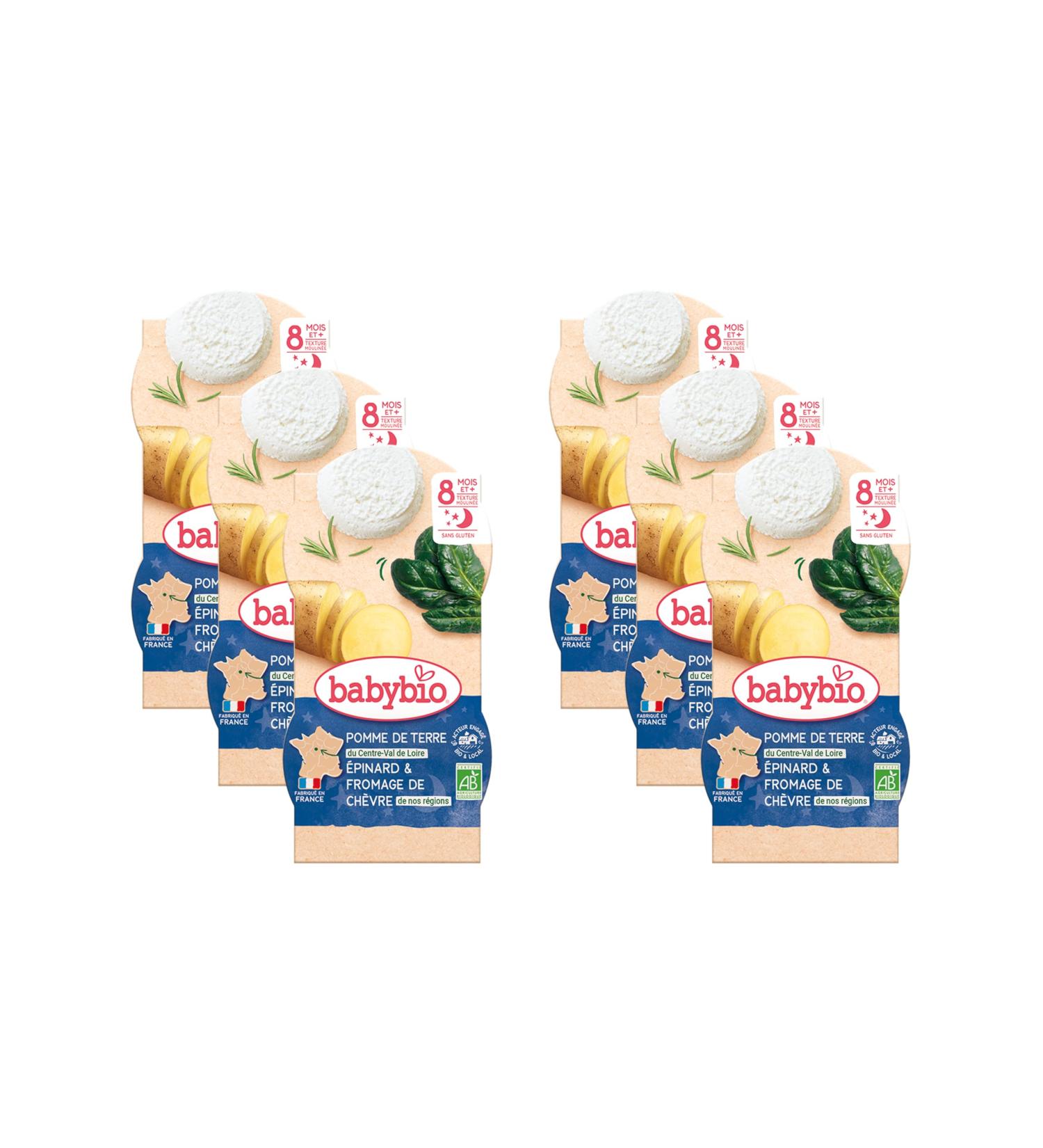 Babybio - Bols Pomme de Terre Epinard Ch vre - BIO - 8+ Mois - 2x200g - Lot de 6 Pomme de terre Epinard Ch vre 2x200g (lot de 6) - Buy Online on GoSupps.com