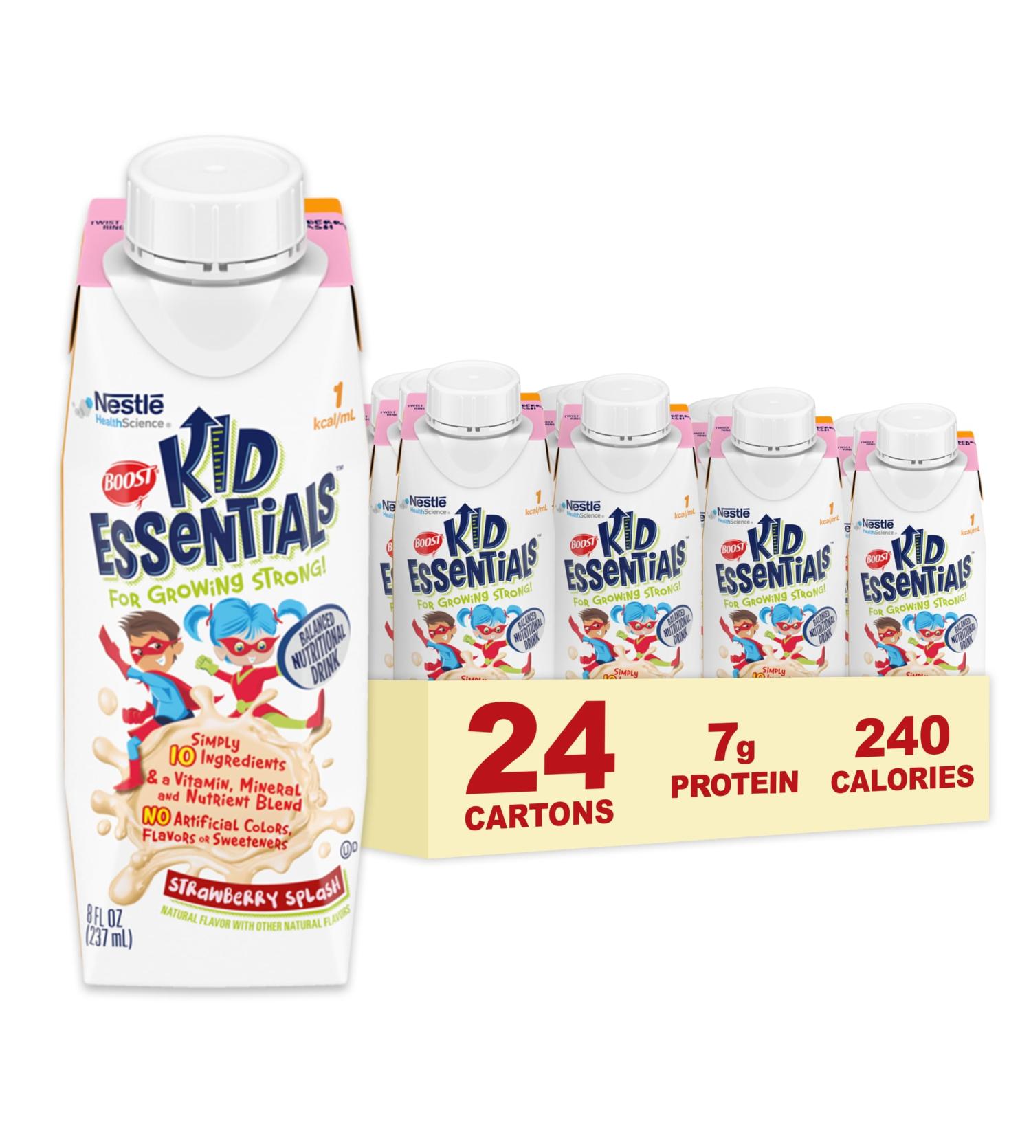 BOOST Kid Essentials 1.0 Strawberry Splash 24 x 8 fl oz Carton - Buy Online on GoSupps.com