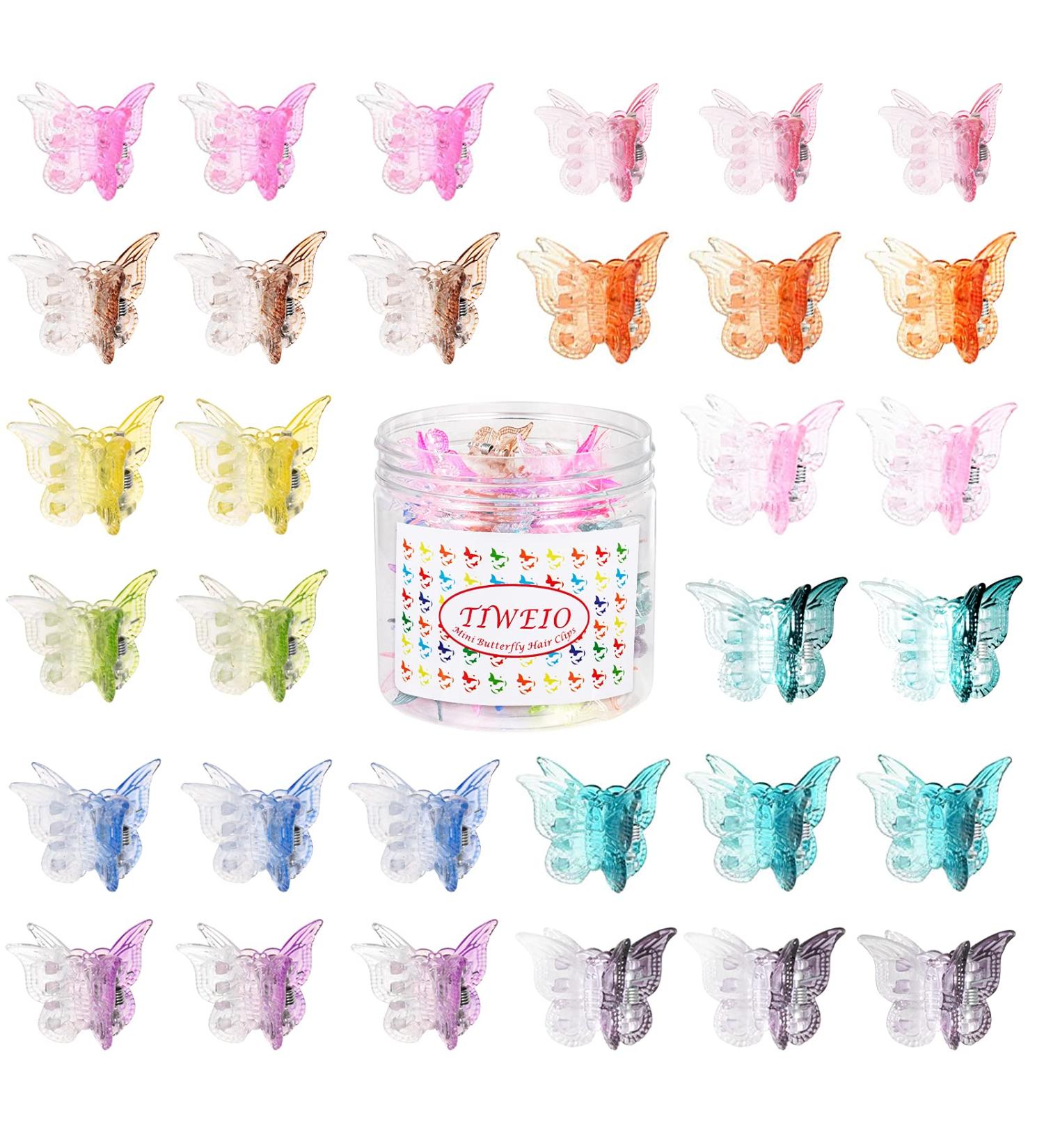 50 Pack Mini Butterfly Hair Clips in 12 Gradient Colors - Cute Hair Accessories for Women and Girls with Box Packaging - Buy Online on GoSupps.com
