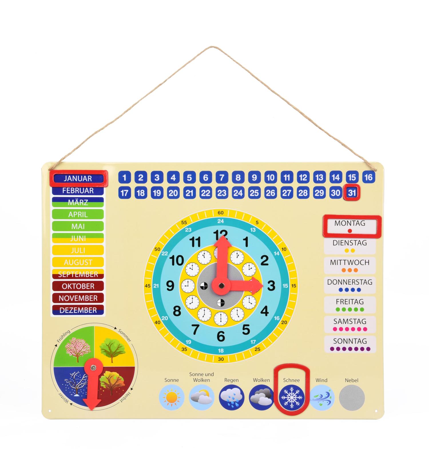 ewtshop Colorful Metal Learning Clock - Date Time & Seasons Educational Board - Buy Online on GoSupps.com