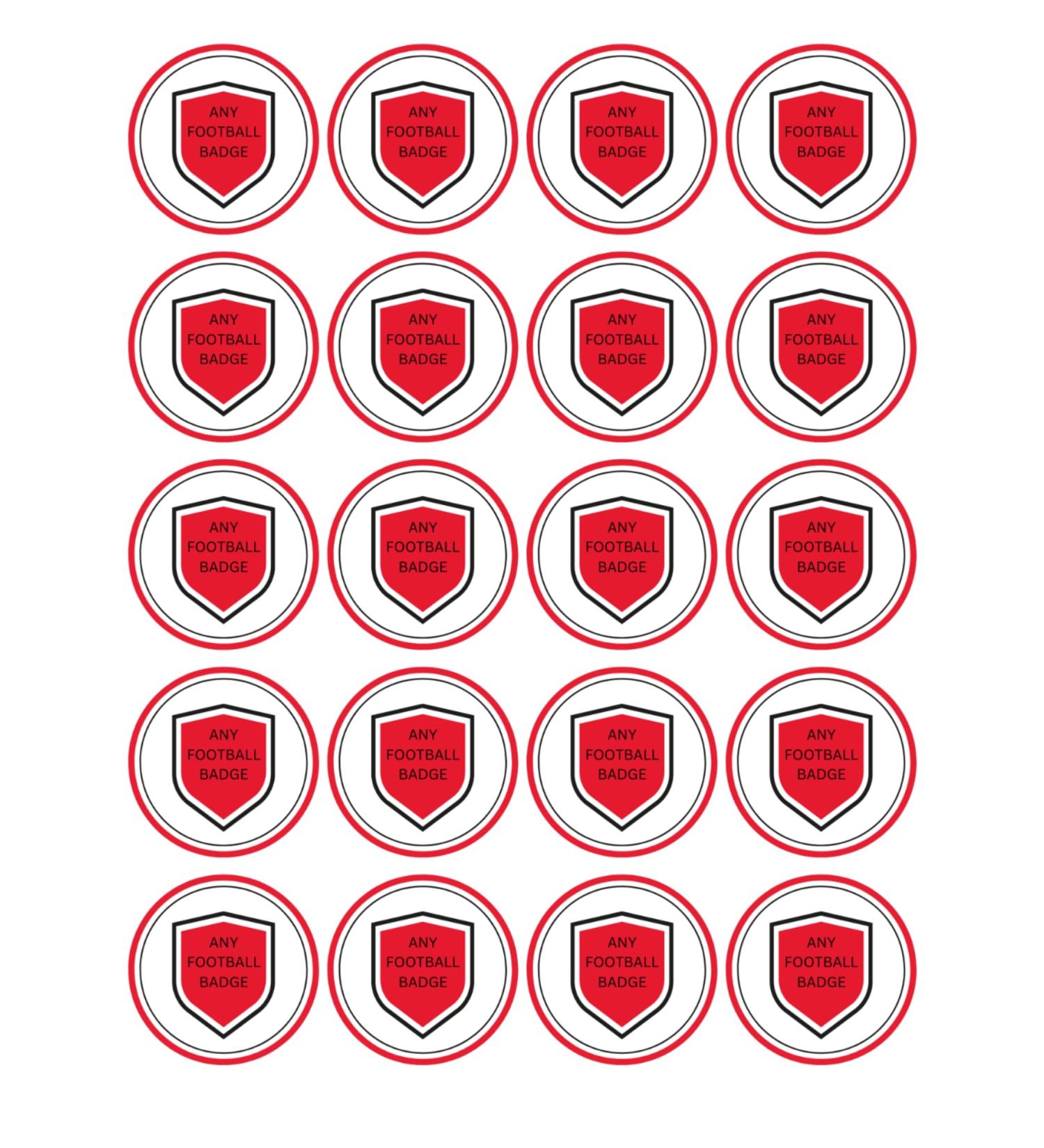 edible 20 x ANY FOOTBALL TEAM cupcake toppers uncut (wafer paper) Rice Paper