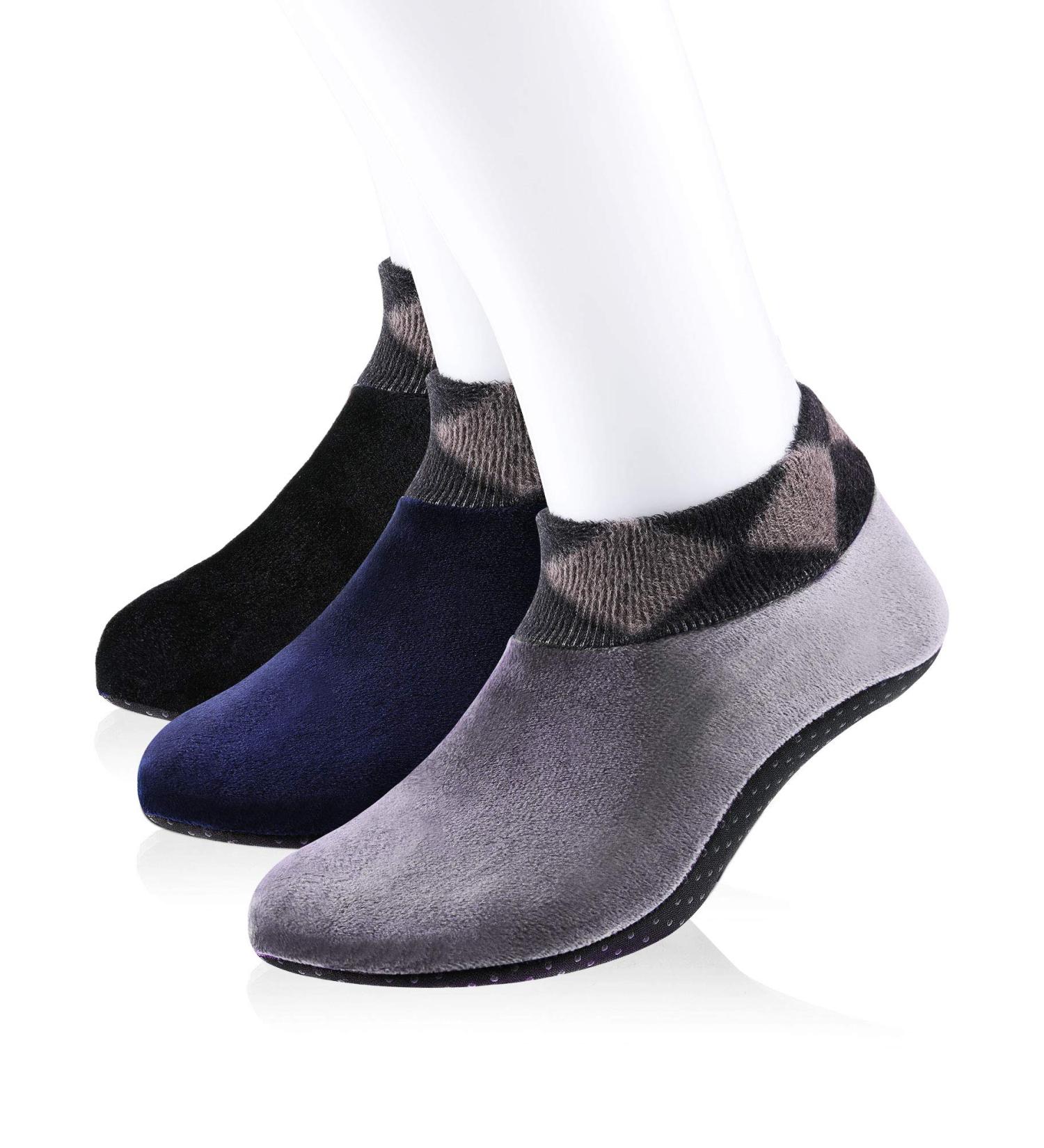 Geyoga 3 Pairs Winter Non-Slip Thermal Socks for Men - Black, Navy Blue, Dark Grey - Buy Online on GoSupps.com