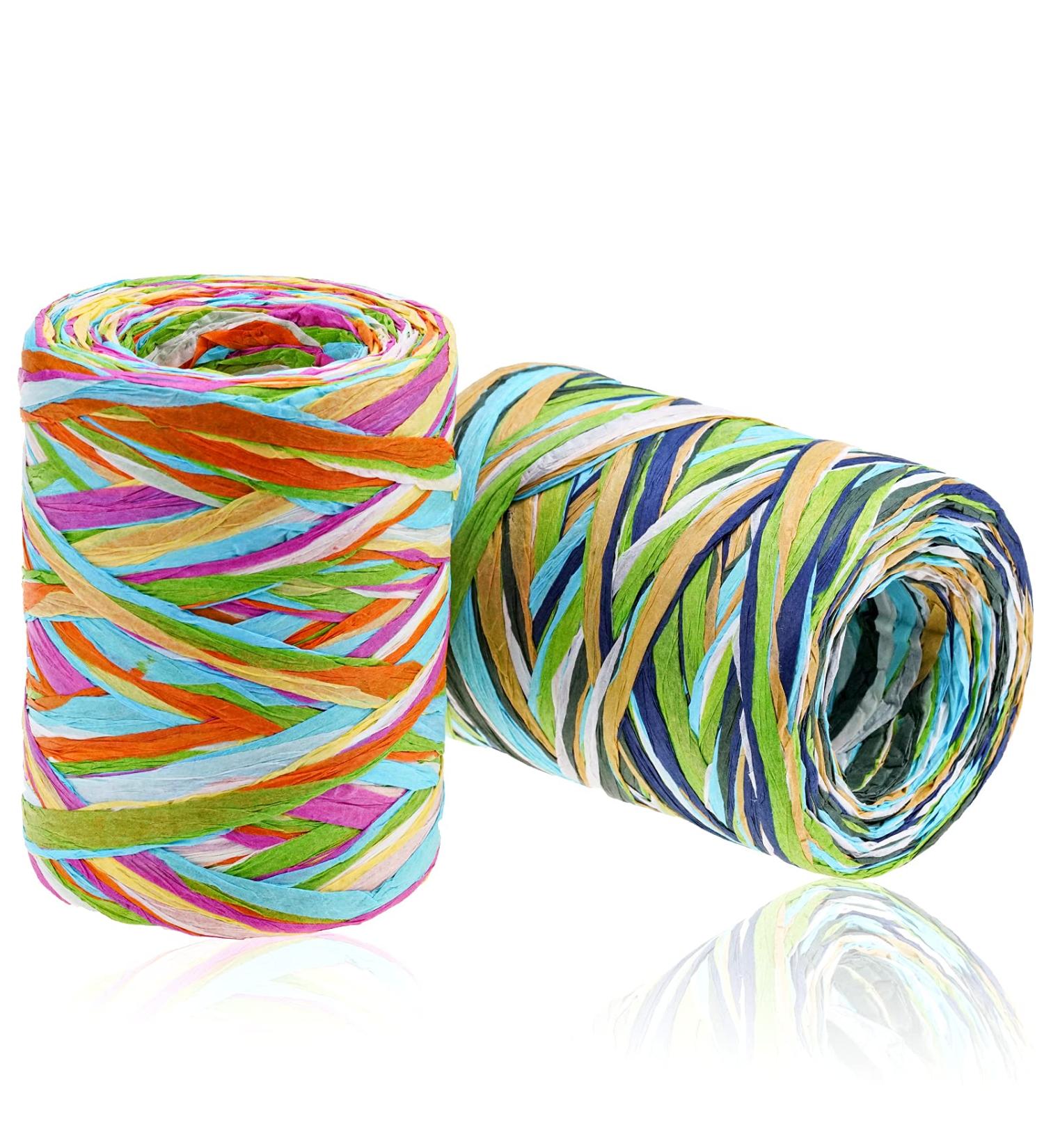 Hoveox Colored Raffia Paper Ribbon - 524 Feet for Gift Wrapping and Decoration - Red and Blue - 2 Rolls - Buy Online on GoSupps.com