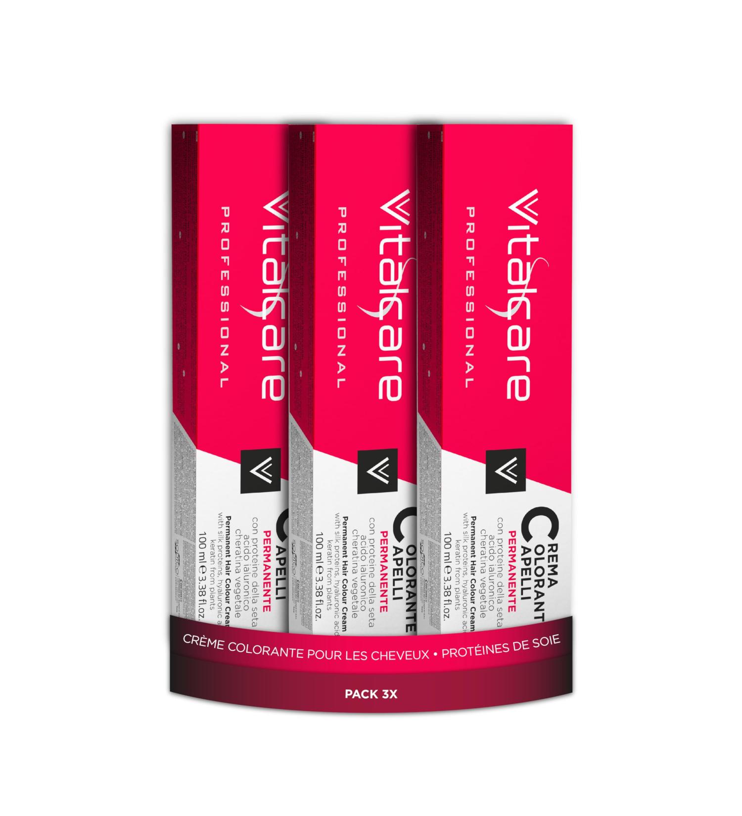 Vitalcare Vitalcare | Professional - Professional Permanent Hair Color Hair Coloring Cream Hair Dye with Silk Proteins No. 4/3 Golden Brown Multipack 3 pcs x 100ml