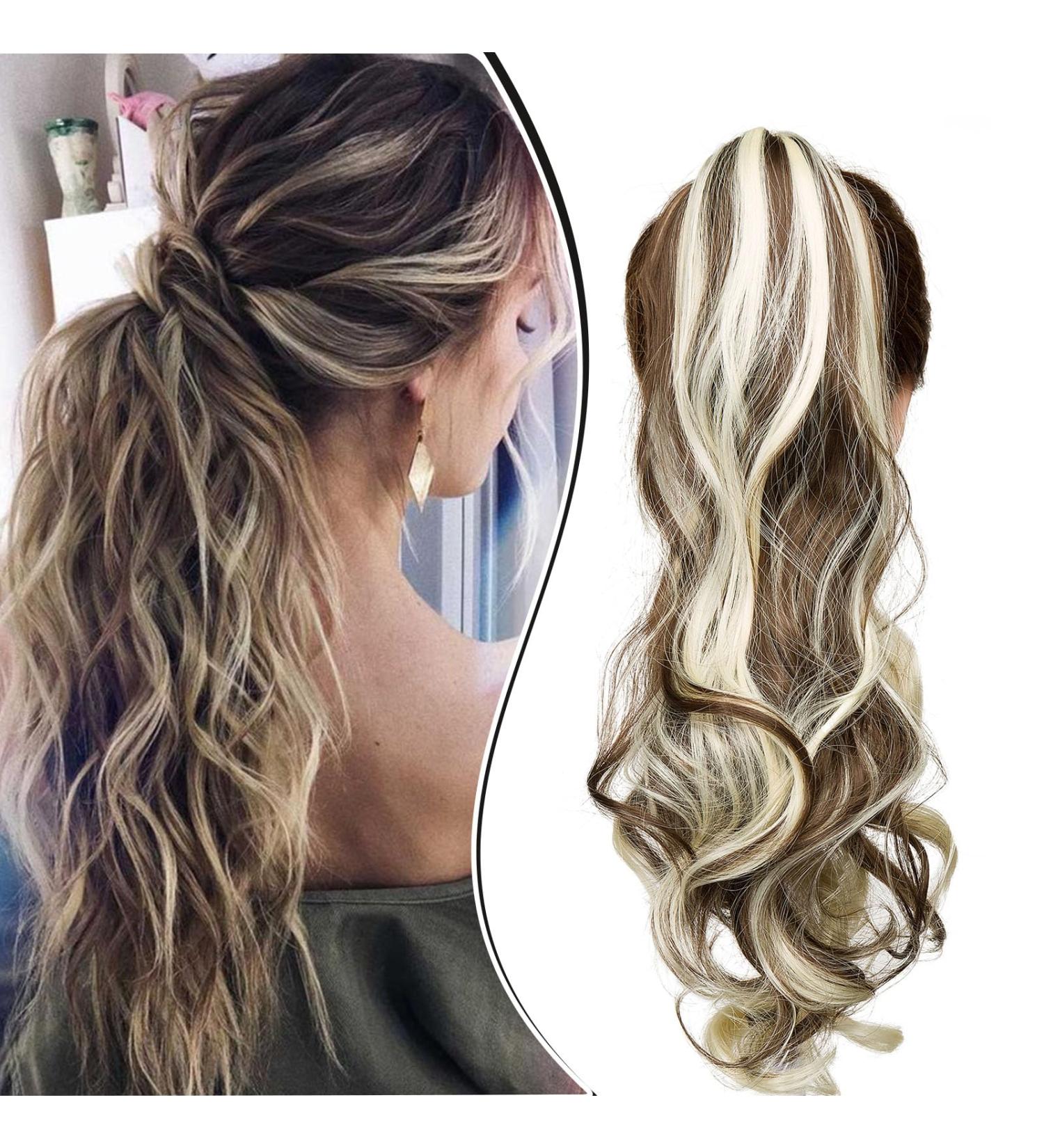 Dcbaboo Ponytail Extension Curly 18inch Claw Clip in Ponytail Hair Extensions Long Wavy Synthetic Pony tails Natural Wave One Piece Hairpiece Fake Ponytail for Women Chestnut Brown/Bleach Blonde 18 inch 140g Chestnut Brown/Bleach Blonde - Buy Online on GoSupps.com
