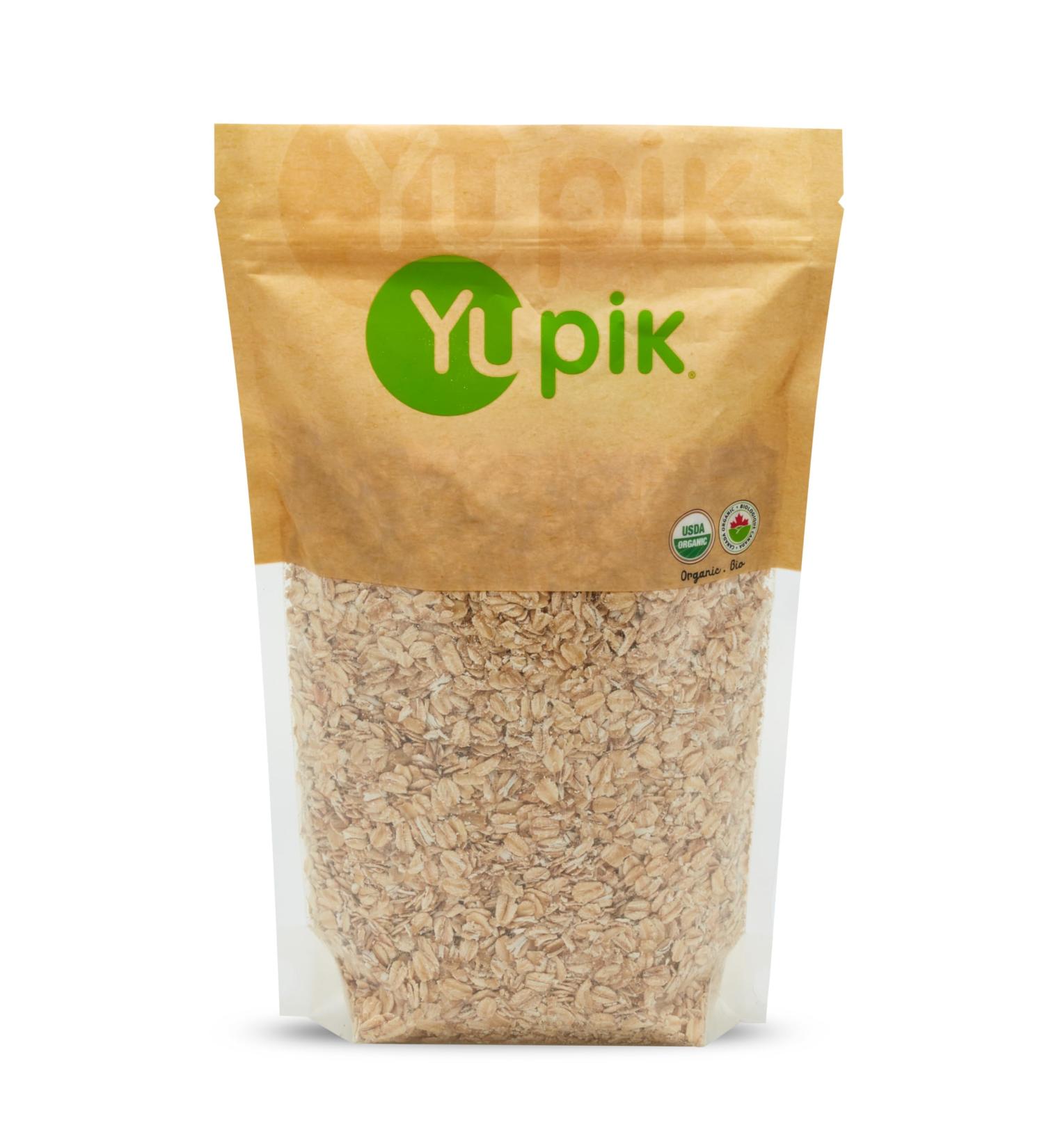 Yupik Organic Regular Rolled Oats 1 kg Non-GMO Kosher Vegan Steamed Rolled and Lightly Toasted Whole Oat Groats Salt-Free Good Source of Fiber Ideal for Baking & Topping 1 kg (Pack of 1) - Buy Online on GoSupps.com