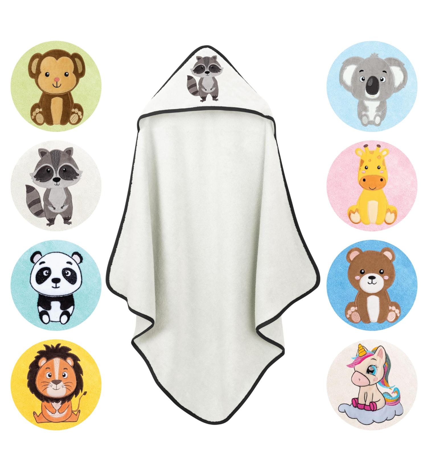 Premium Baby Hooded Towel - 100% Cotton Oeko-Tex | Laynenburg Raccoon - 80x80cm - Perfect Bath Towel for Newborns & Kids - Buy Online on GoSupps.com